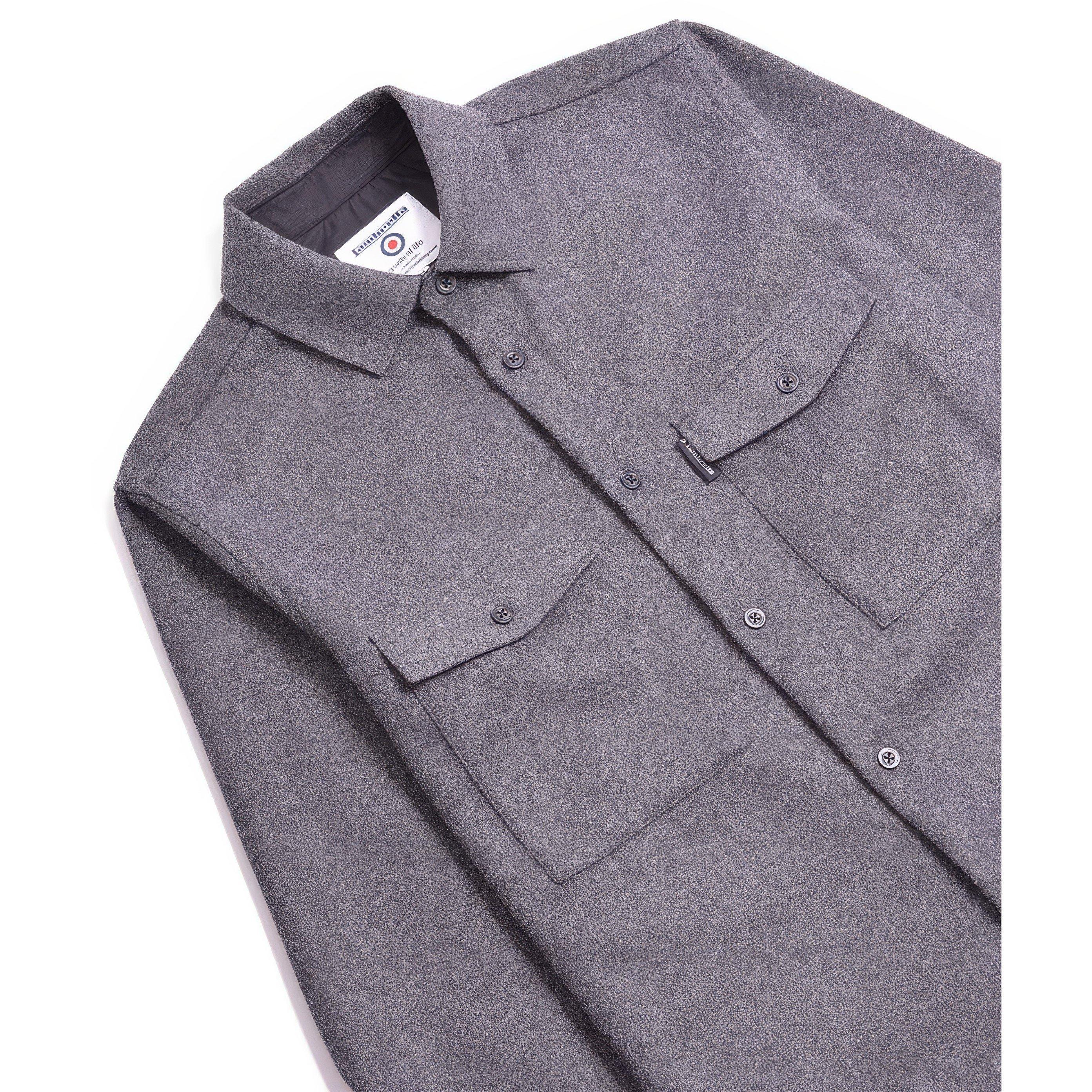 Charcoal - Lambretta - Men's Brushed Flannel Overshirt - 2