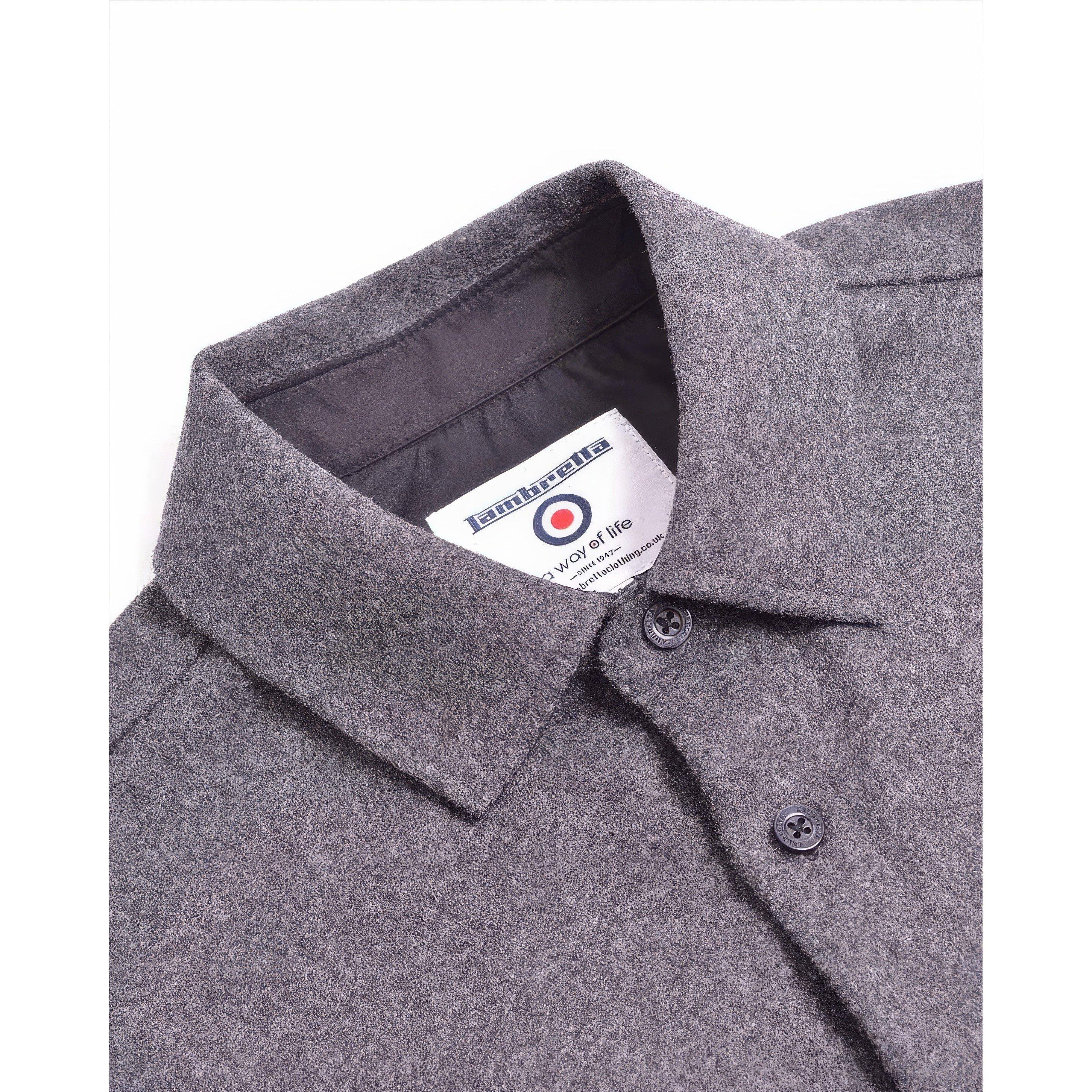 Charcoal - Lambretta - Men's Brushed Flannel Overshirt - 4
