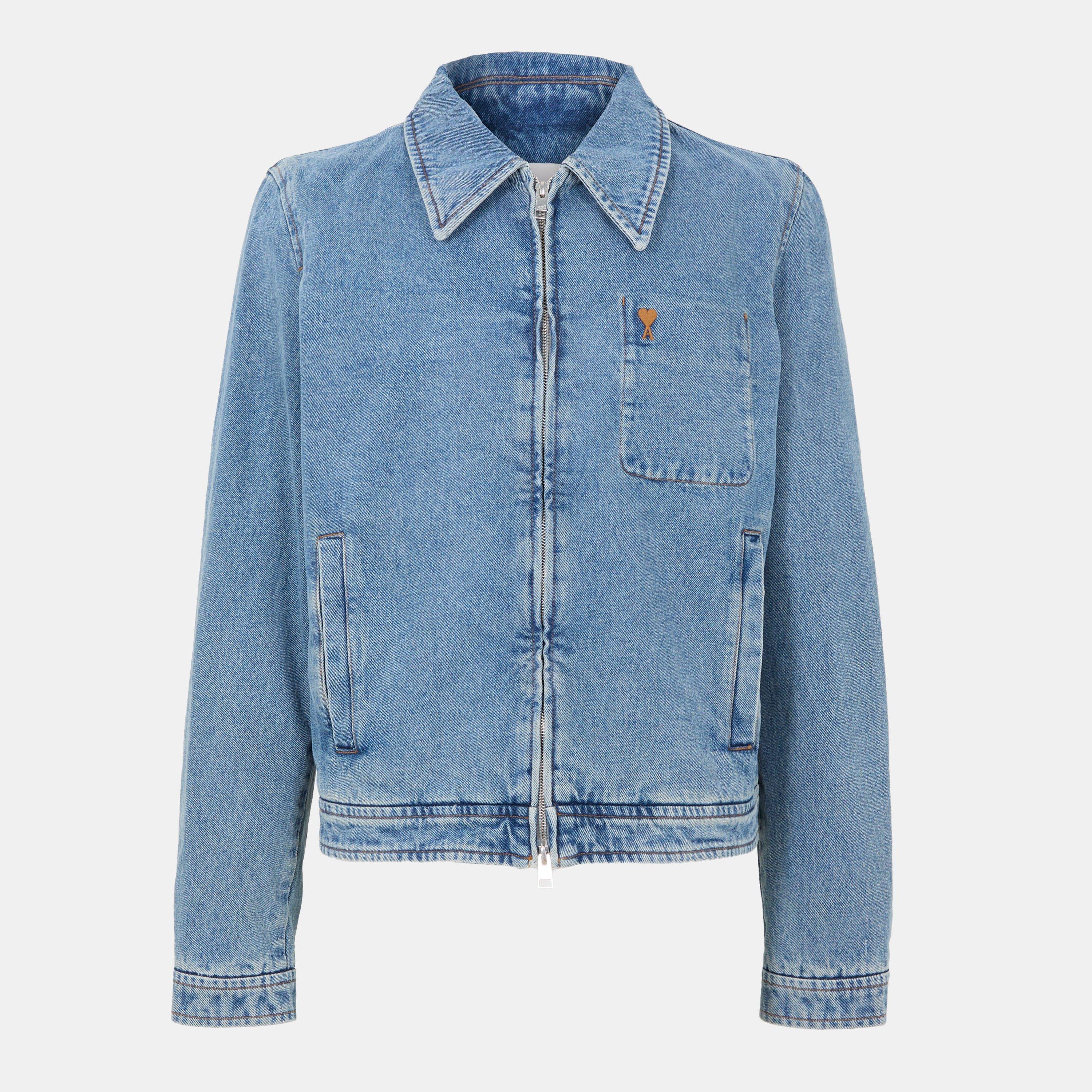 Used Blue 480 - Ami Paris - Men's Structured Fit Denim Jacket - 1
