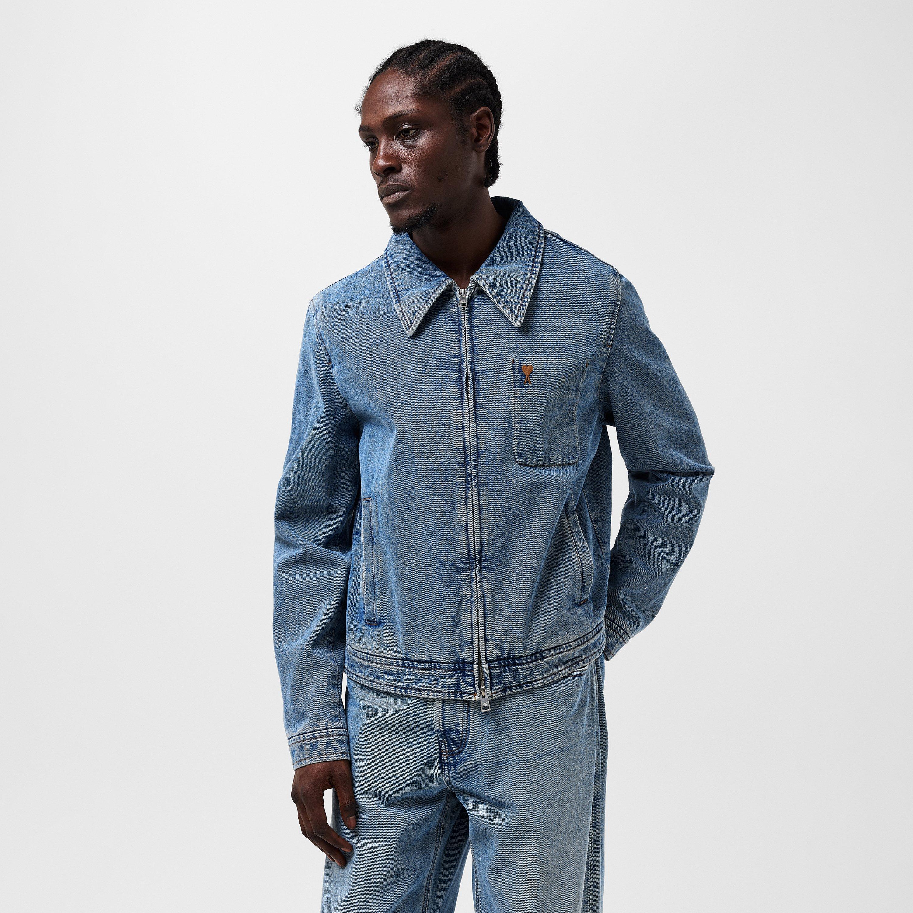 Used Blue 480 - Ami Paris - Men's Structured Fit Denim Jacket - 3