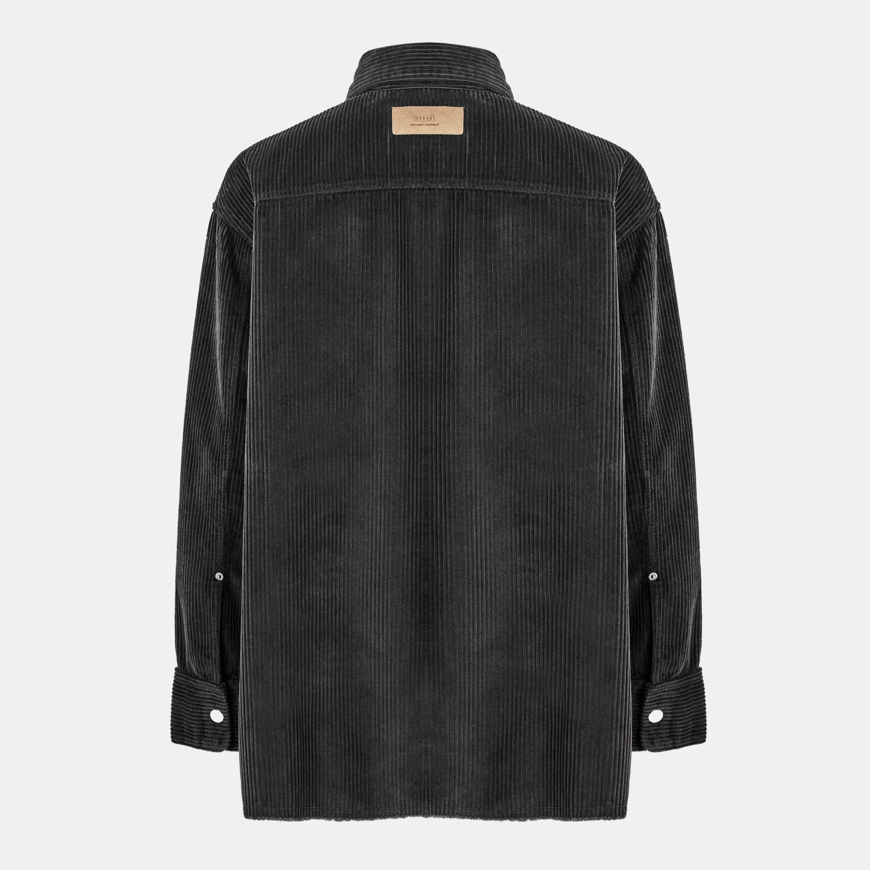 Anthracite 020 - Ami Paris - Men's Jumbo Cord Textured Relaxed Fit Overshirt - 2