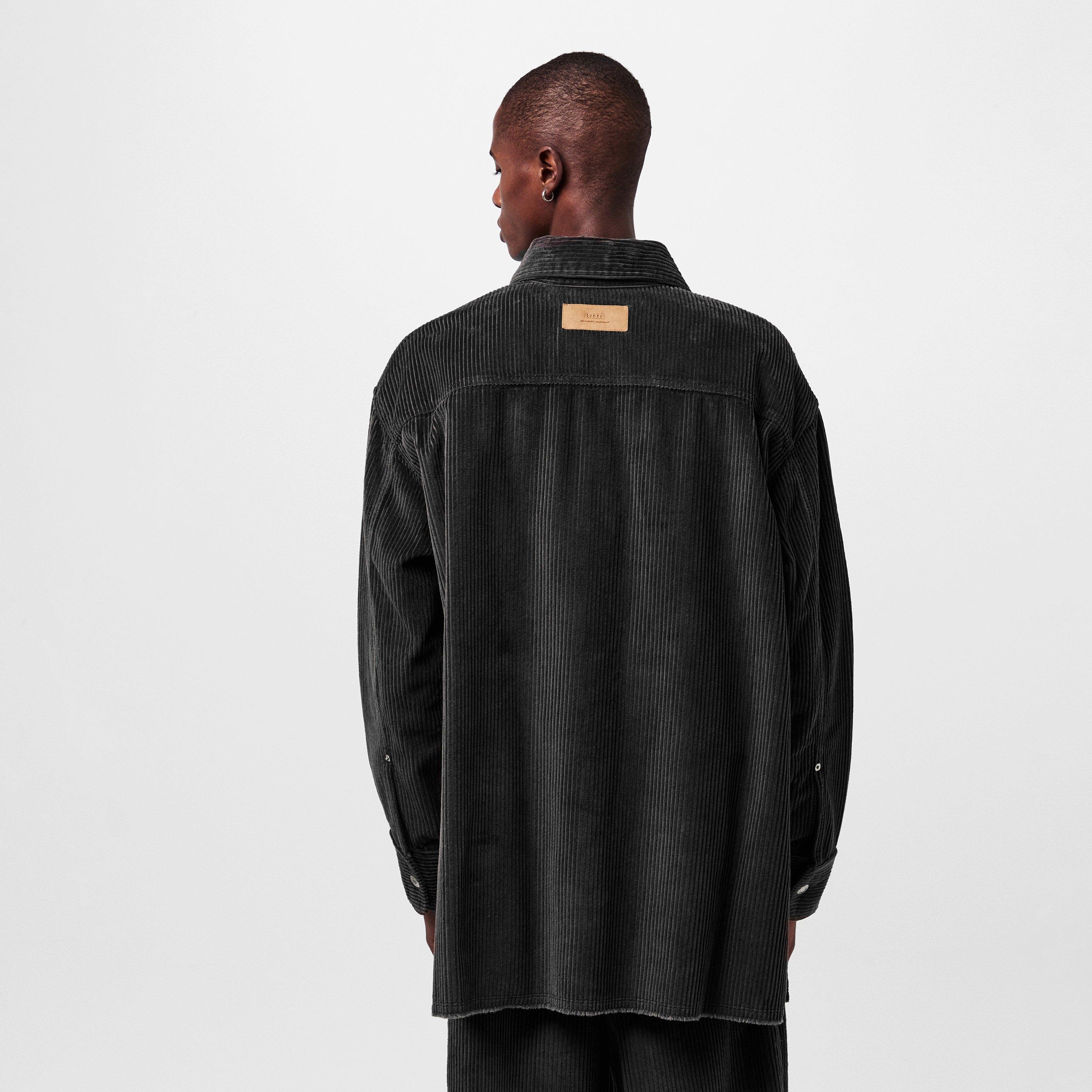 Anthracite 020 - Ami Paris - Men's Jumbo Cord Textured Relaxed Fit Overshirt - 4