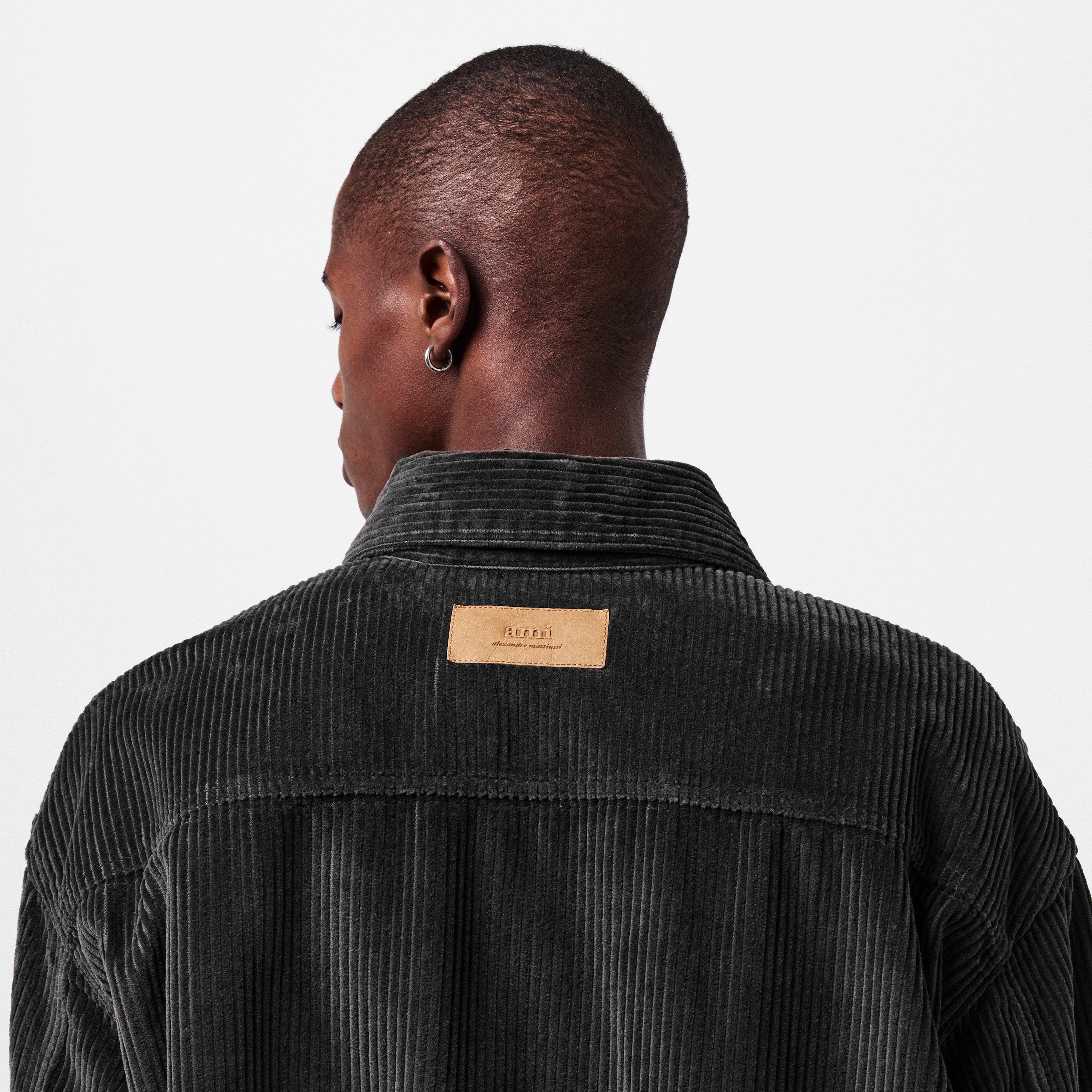 Anthracite 020 - Ami Paris - Men's Jumbo Cord Textured Relaxed Fit Overshirt - 5