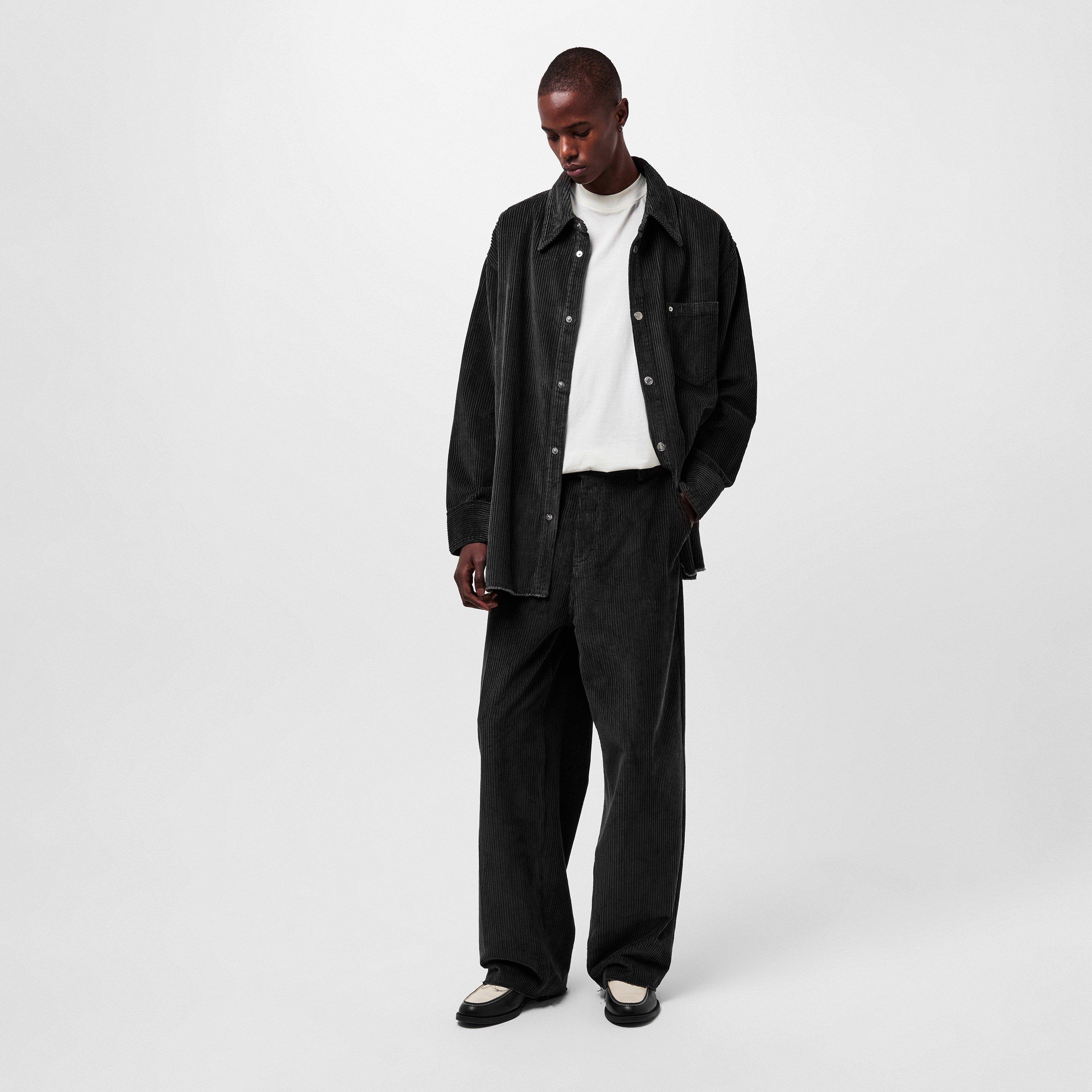 Anthracite 020 - Ami Paris - Men's Jumbo Cord Textured Relaxed Fit Overshirt - 6