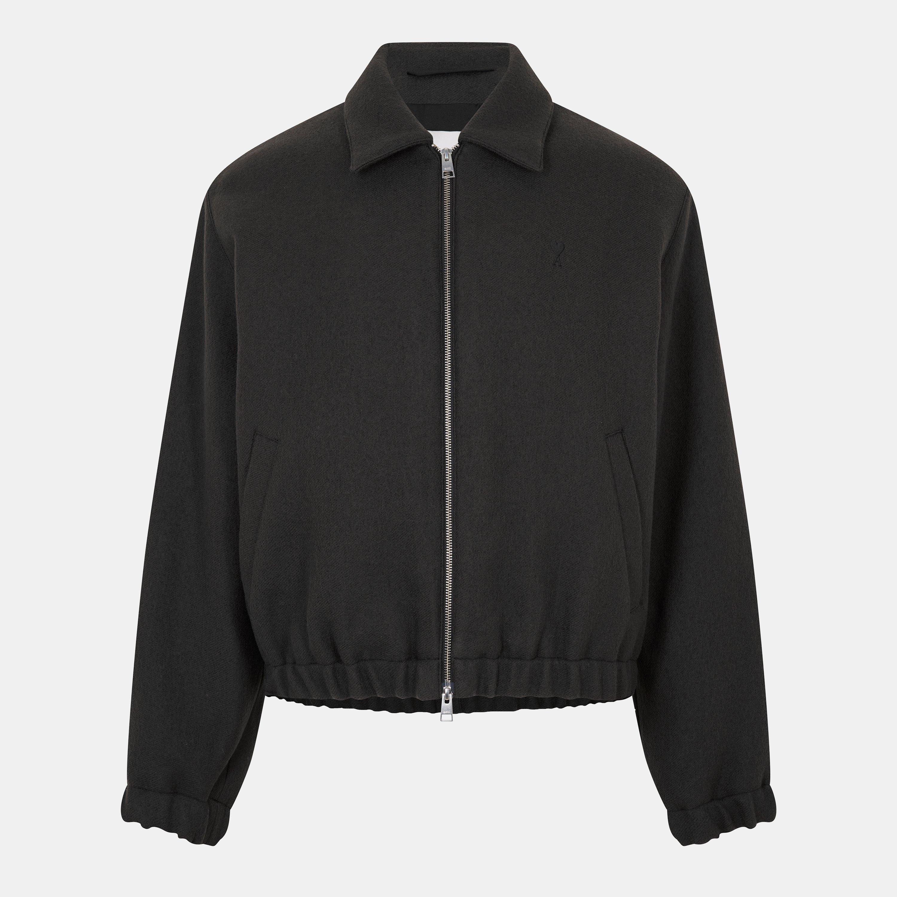 Ami Paris Men's Anthracite 020 Wool Harrington Jacket - Large