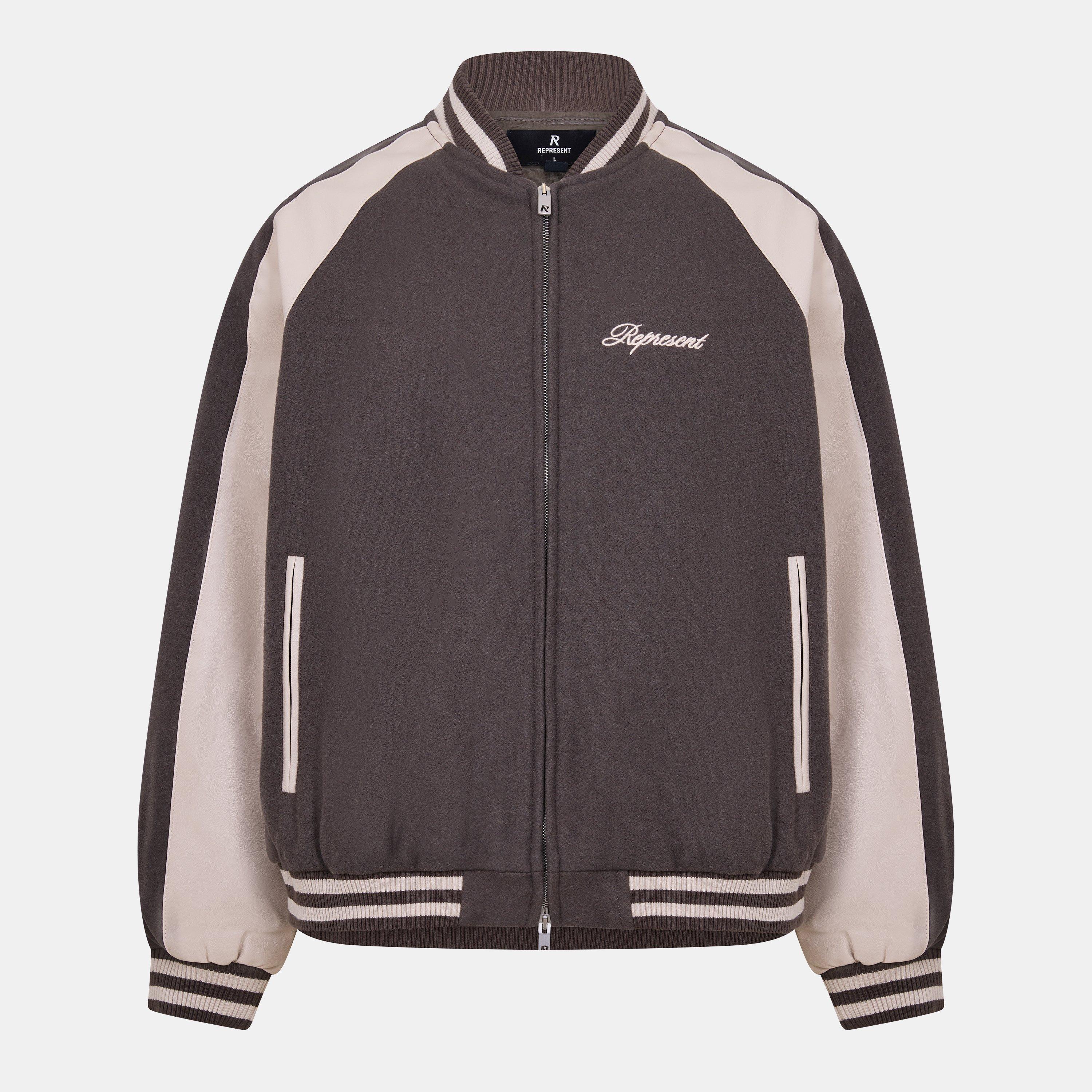 Stone - Represent - Men's Metal Snap Button Varsity Jacket - 1