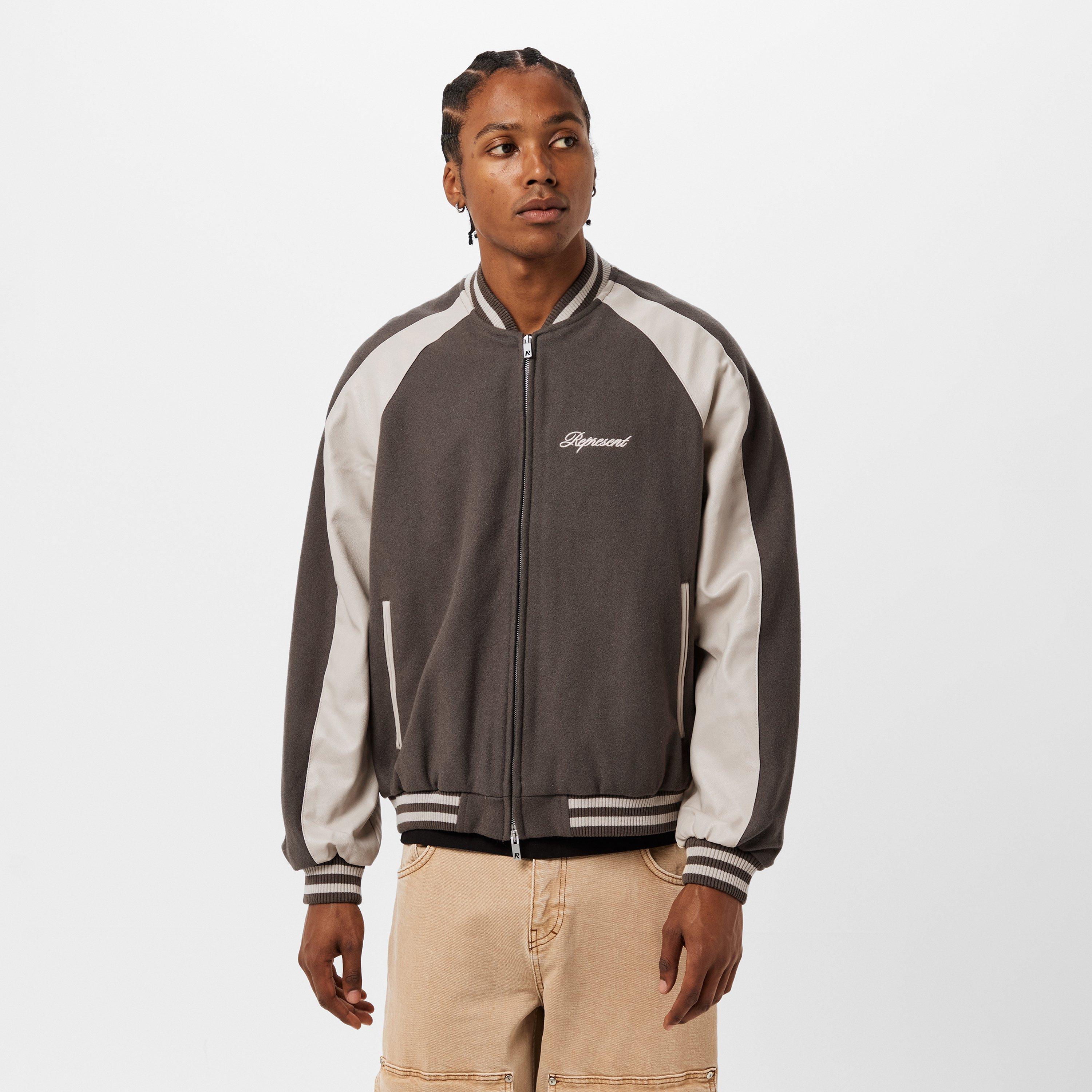 Stone - Represent - Men's Metal Snap Button Varsity Jacket - 3