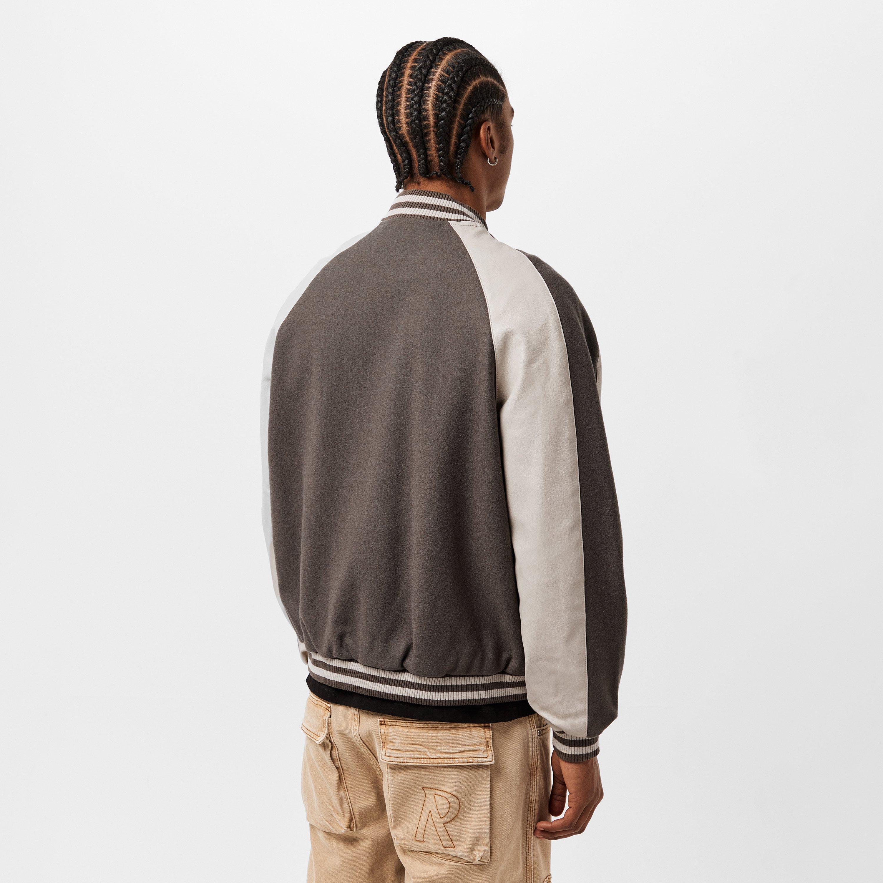 Stone - Represent - Men's Metal Snap Button Varsity Jacket - 4