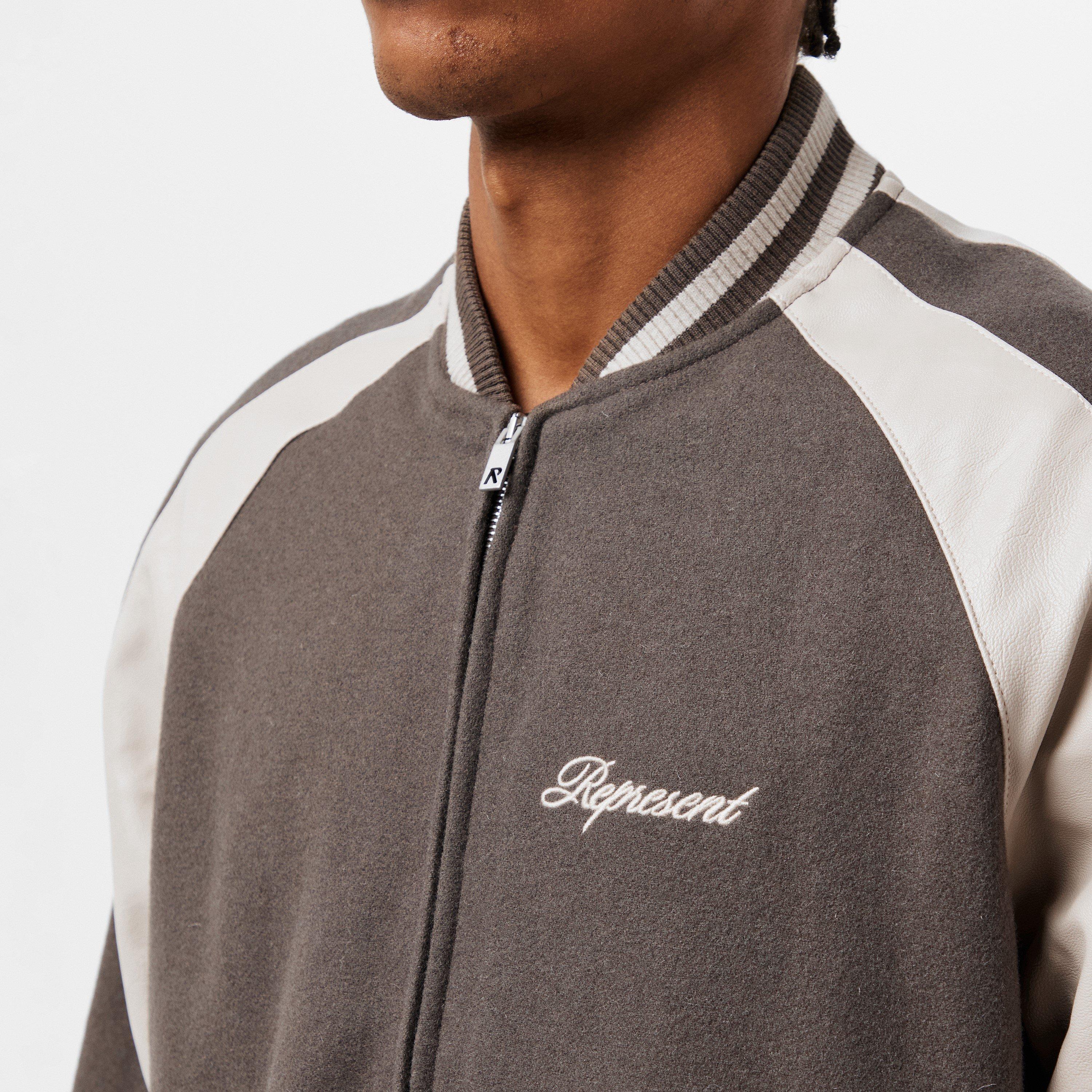 Stone - Represent - Men's Metal Snap Button Varsity Jacket - 5