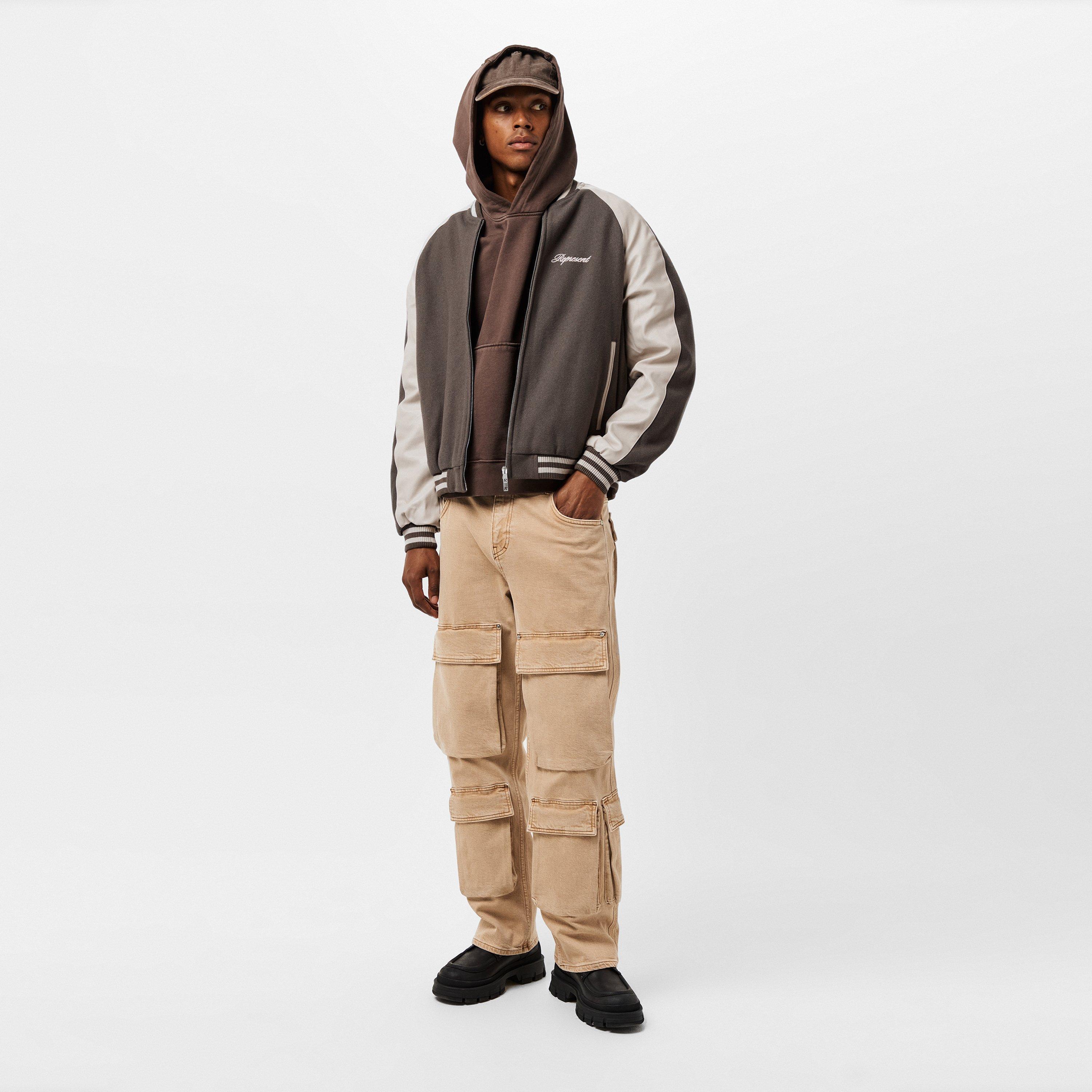 Stone - Represent - Men's Metal Snap Button Varsity Jacket - 6