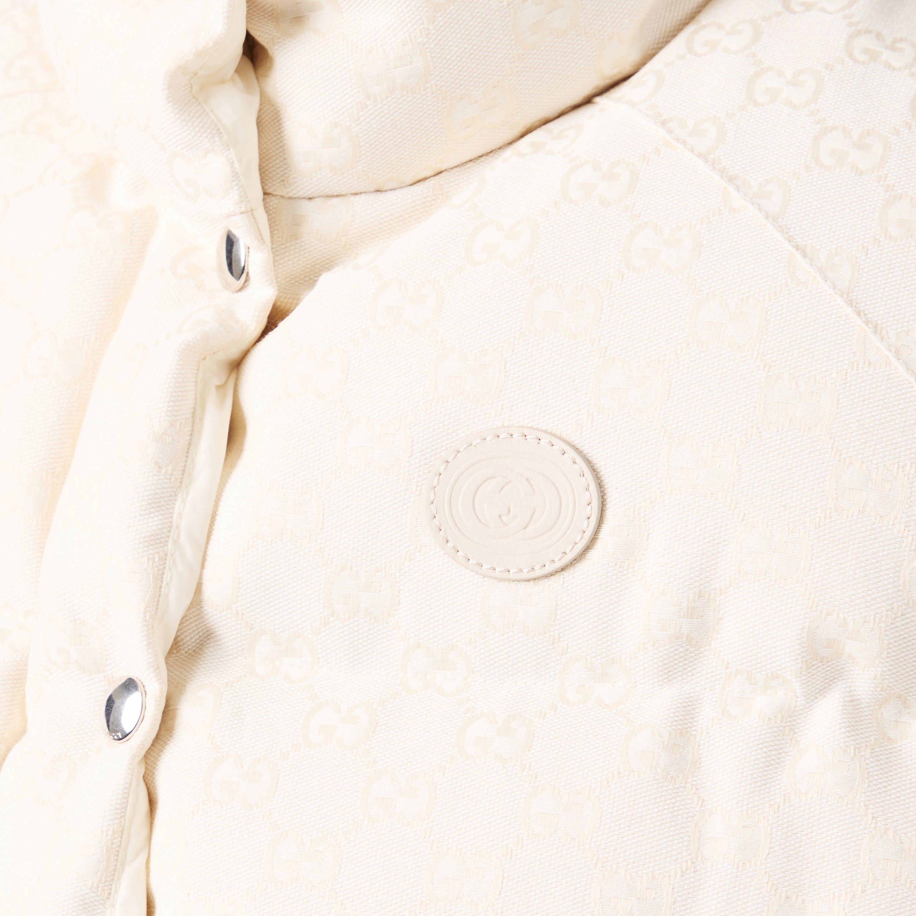 Cream 9042 - Gucci - Women's Canvas Cotton Feather Down Stand Collar Gilet - 5