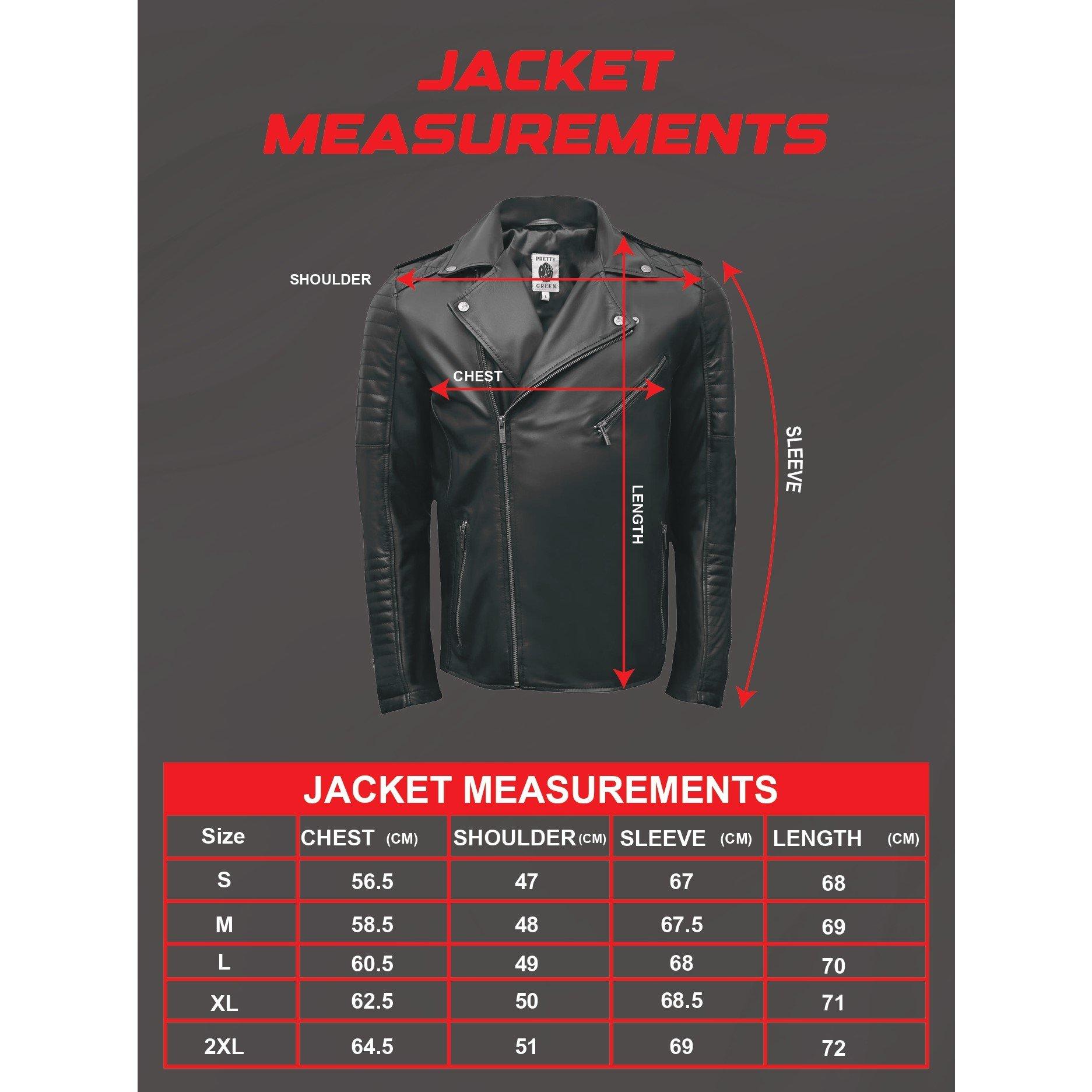 Black - Pretty Green - Mens Genuine Sheepskin Leather Biker Jacket - 5