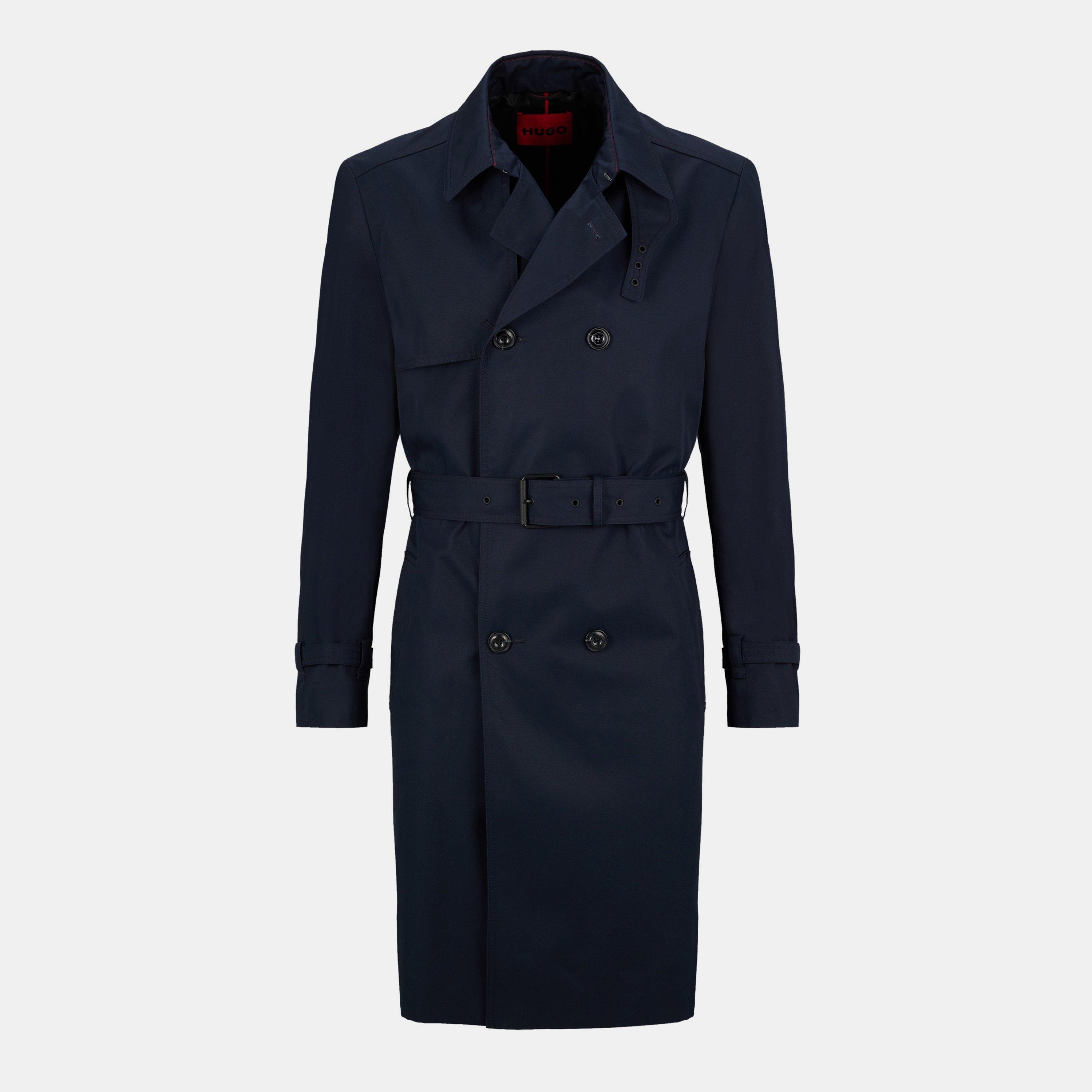 Dark Blue - Hugo - Men's Weather-Resistant Trench Coat