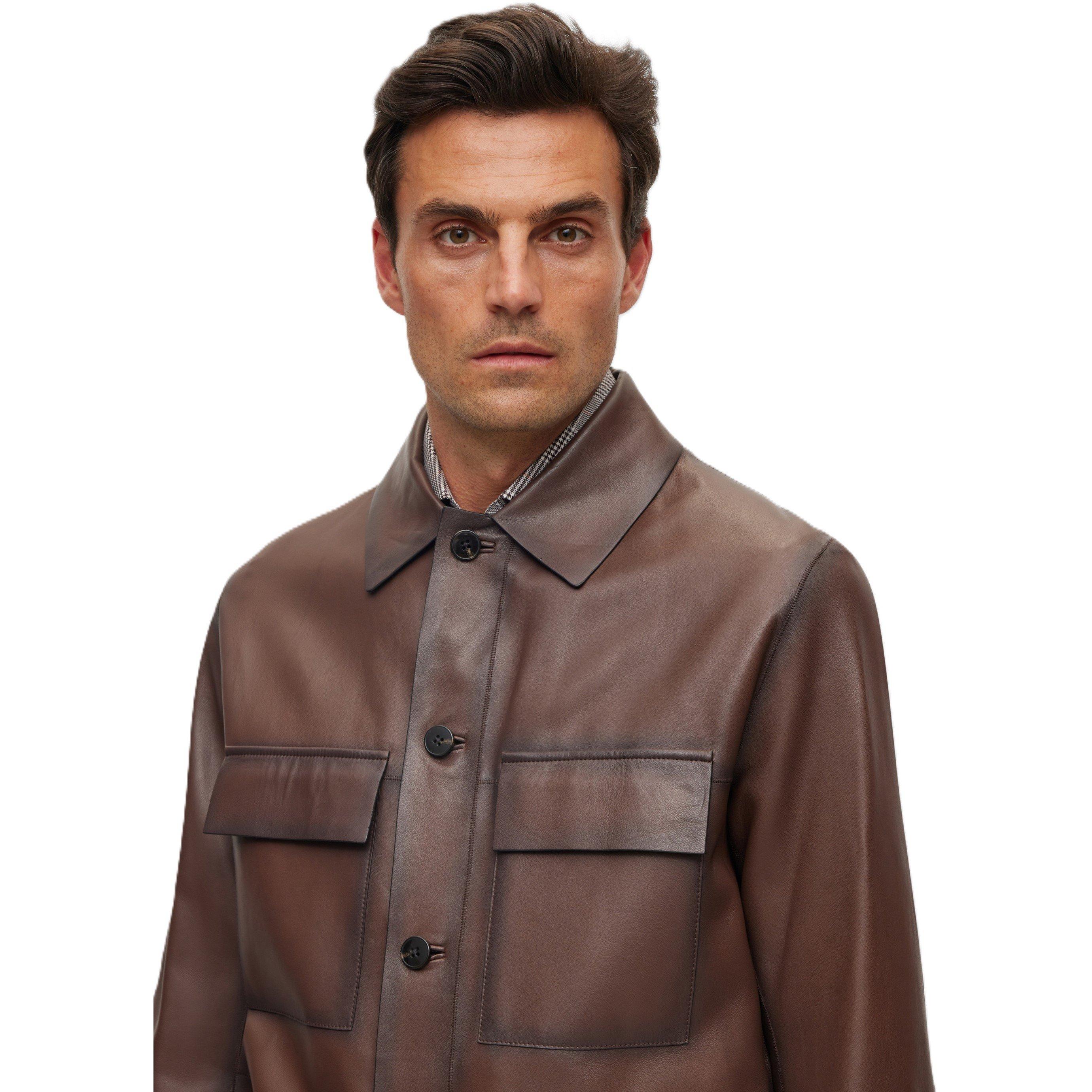 Medium Beige - Boss - Men's L Mando Leather Jacket - 3