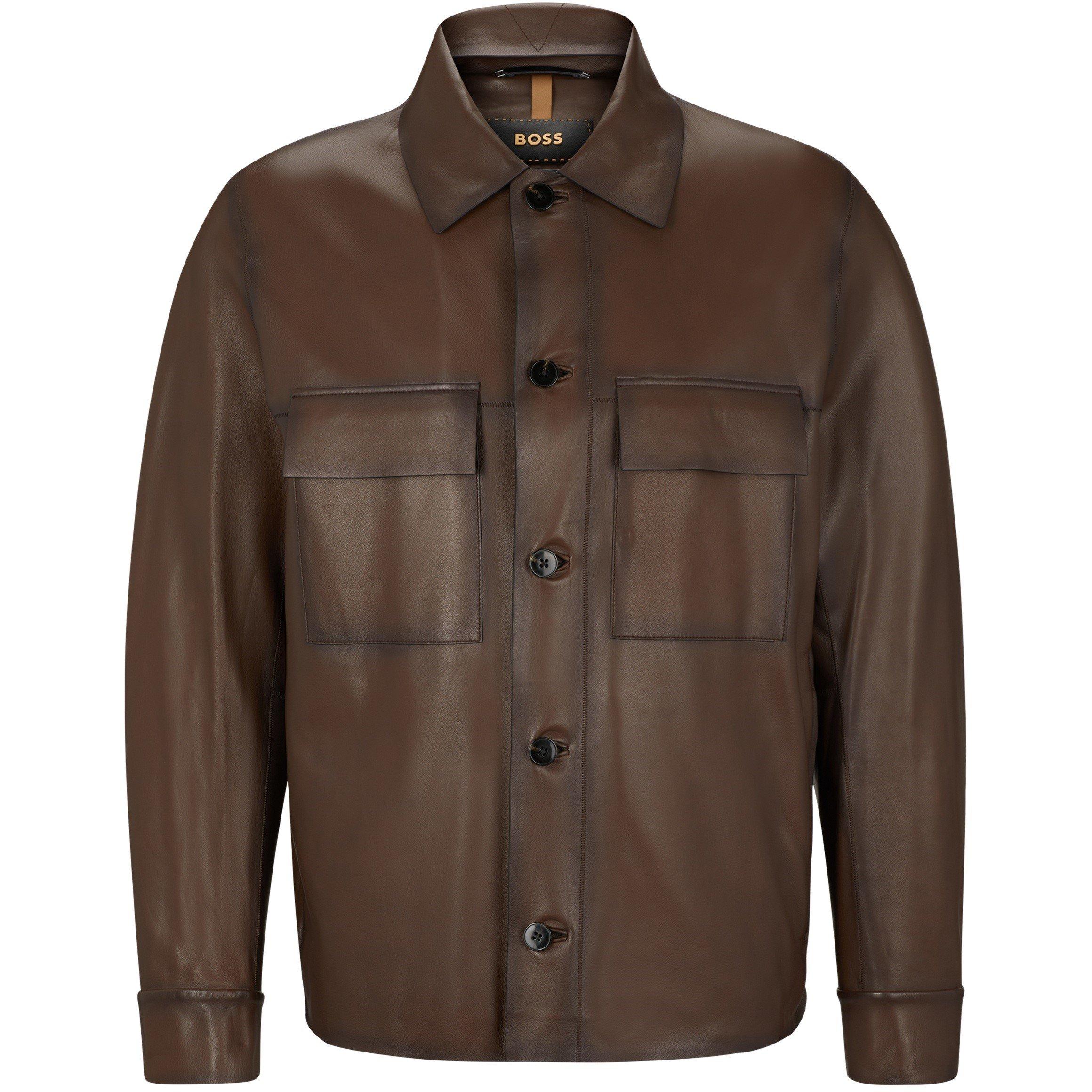 Medium Beige - Boss - Men's L Mando Leather Jacket - 4