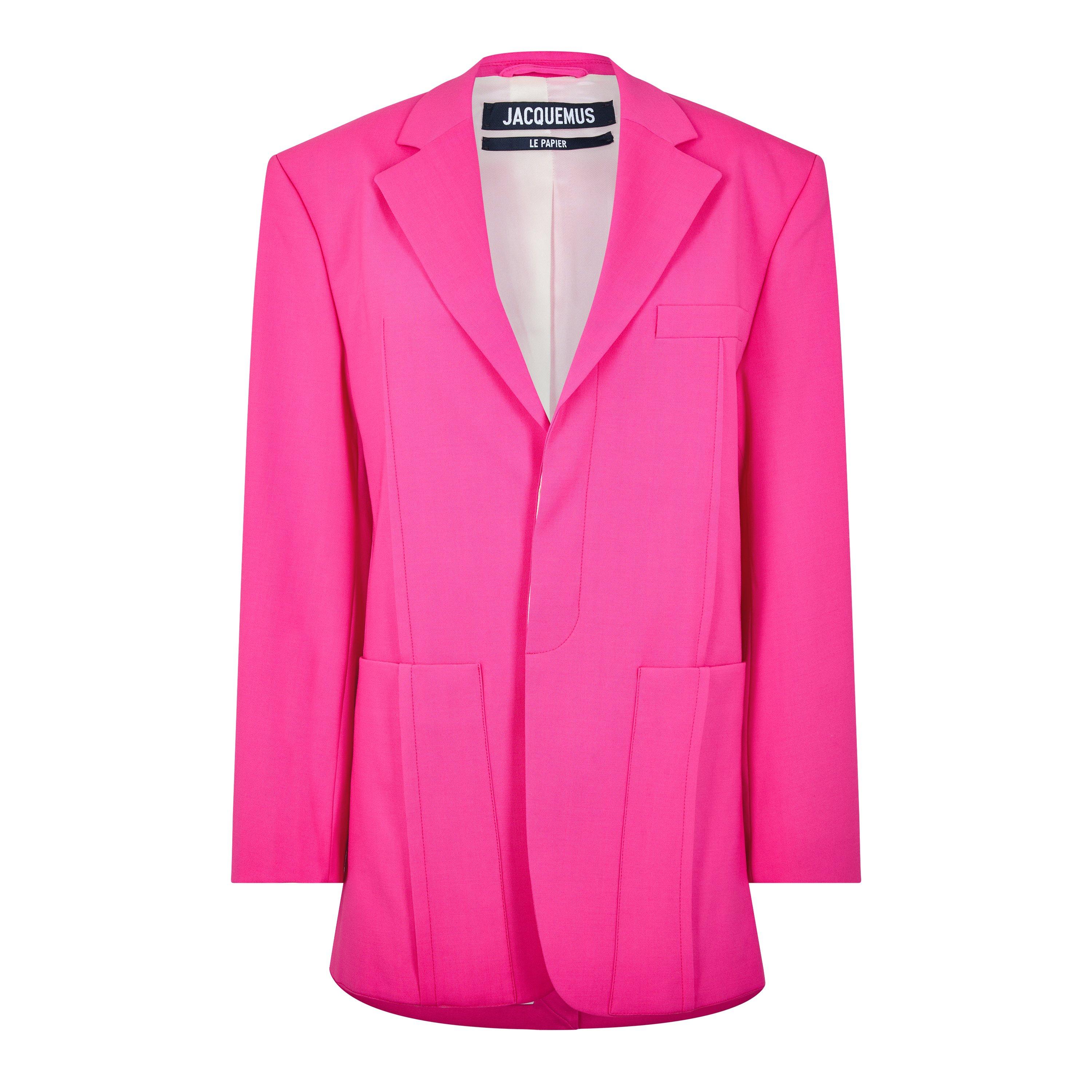 Pink - Jacquemus - Women's Le D'Homme Wool Long Sleeve Oversized Blazer - 1