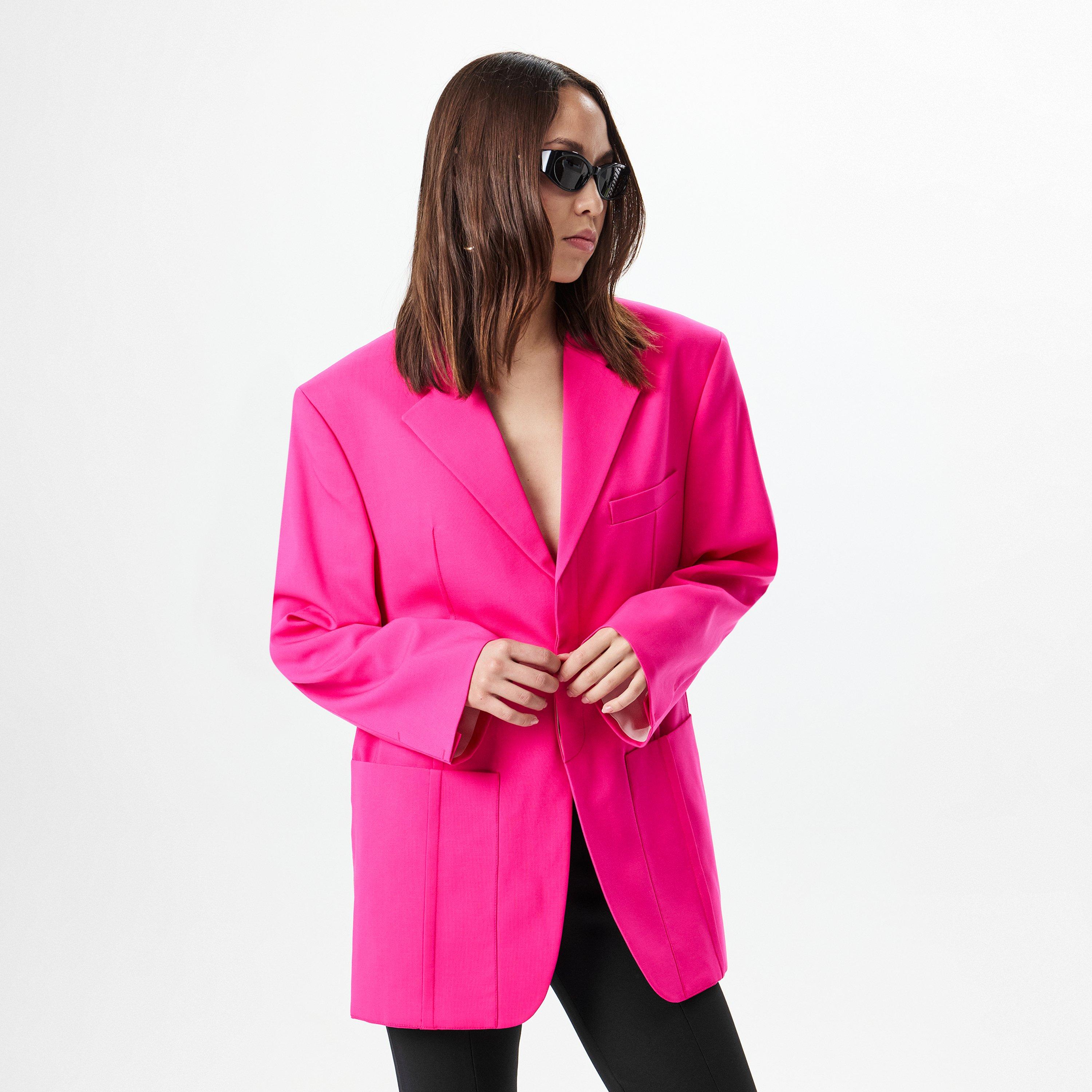 Pink - Jacquemus - Women's Le D'Homme Wool Long Sleeve Oversized Blazer - 2