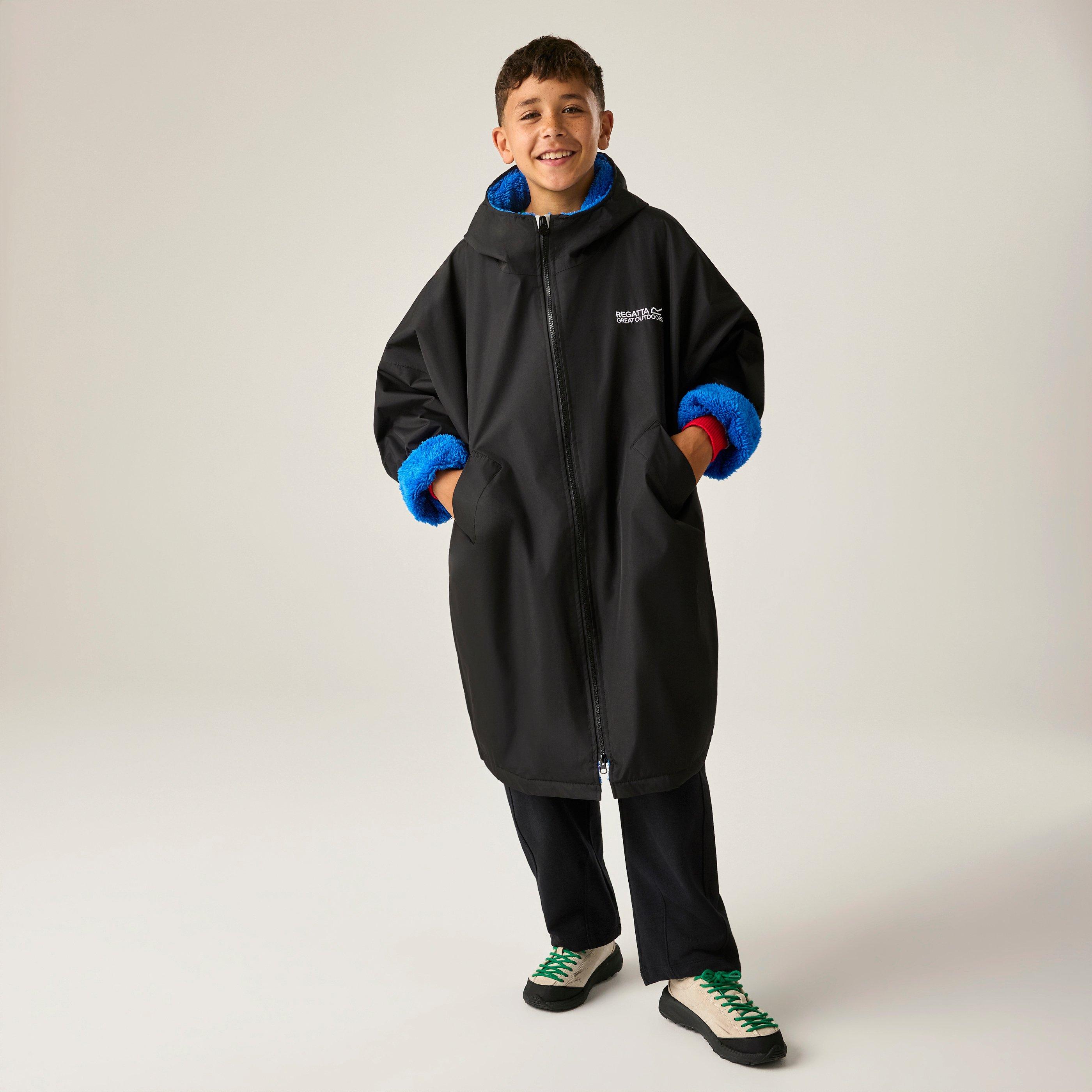 Black(OxfBl) - Regatta - Unisex Kids Fleece Lined Oversized Fit Waterproof Robe - 1