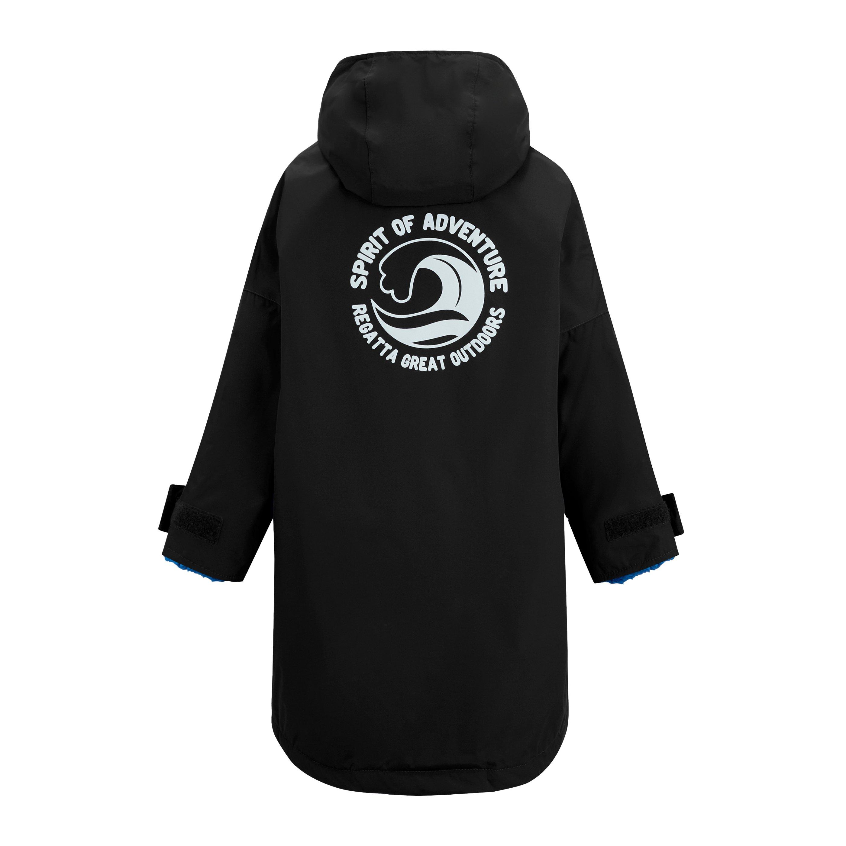 Zwart(OxfBl) - Regatta - Kids' Fleece Lined Oversized Fit Waterproof Robe - 2