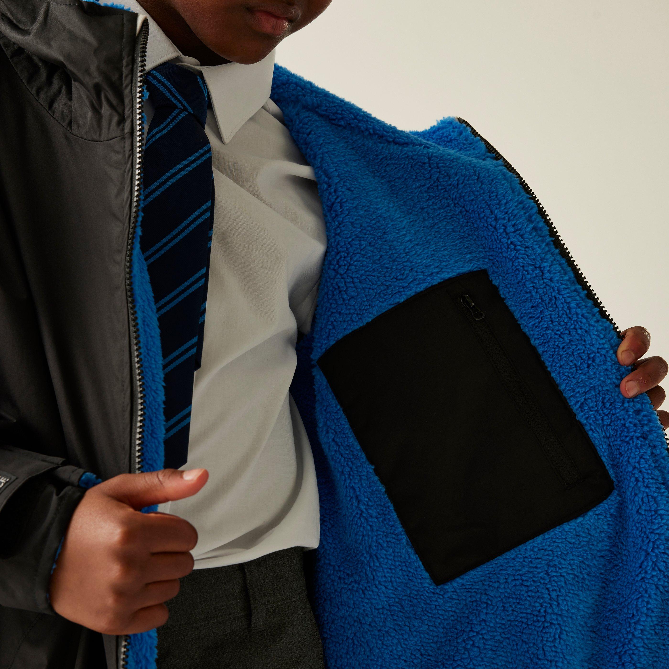 Zwart(OxfBl) - Regatta - Kids' Fleece Lined Oversized Fit Waterproof Robe - 9