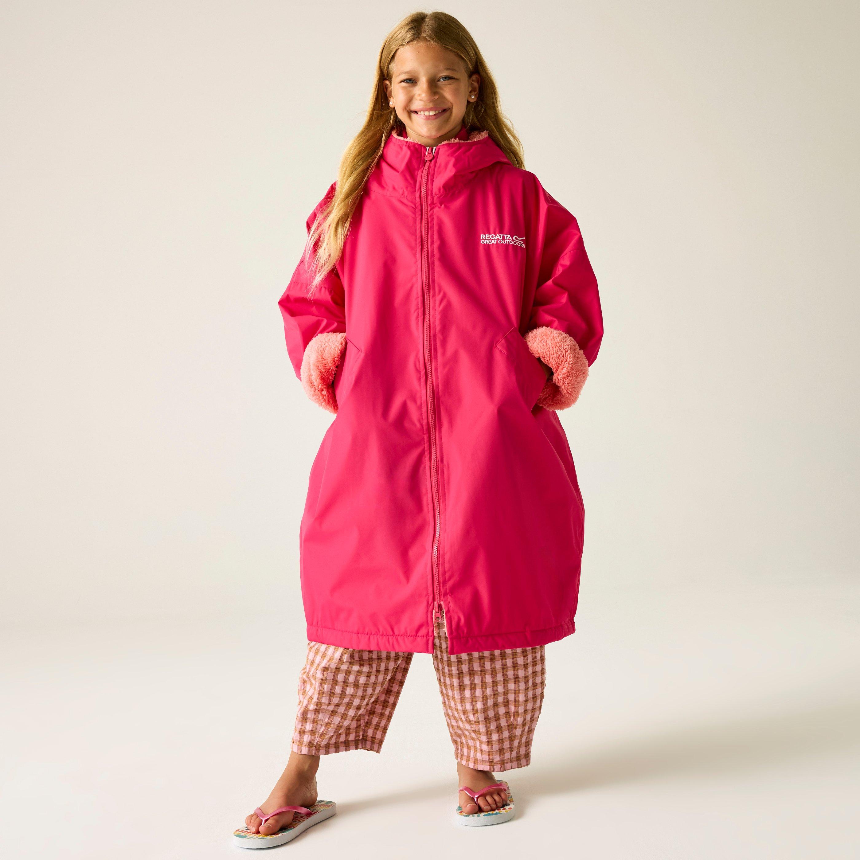 Regatta  Kids Fleece Lined Oversized Fit Waterproof Robe - Pink Potion - 5-9yrs