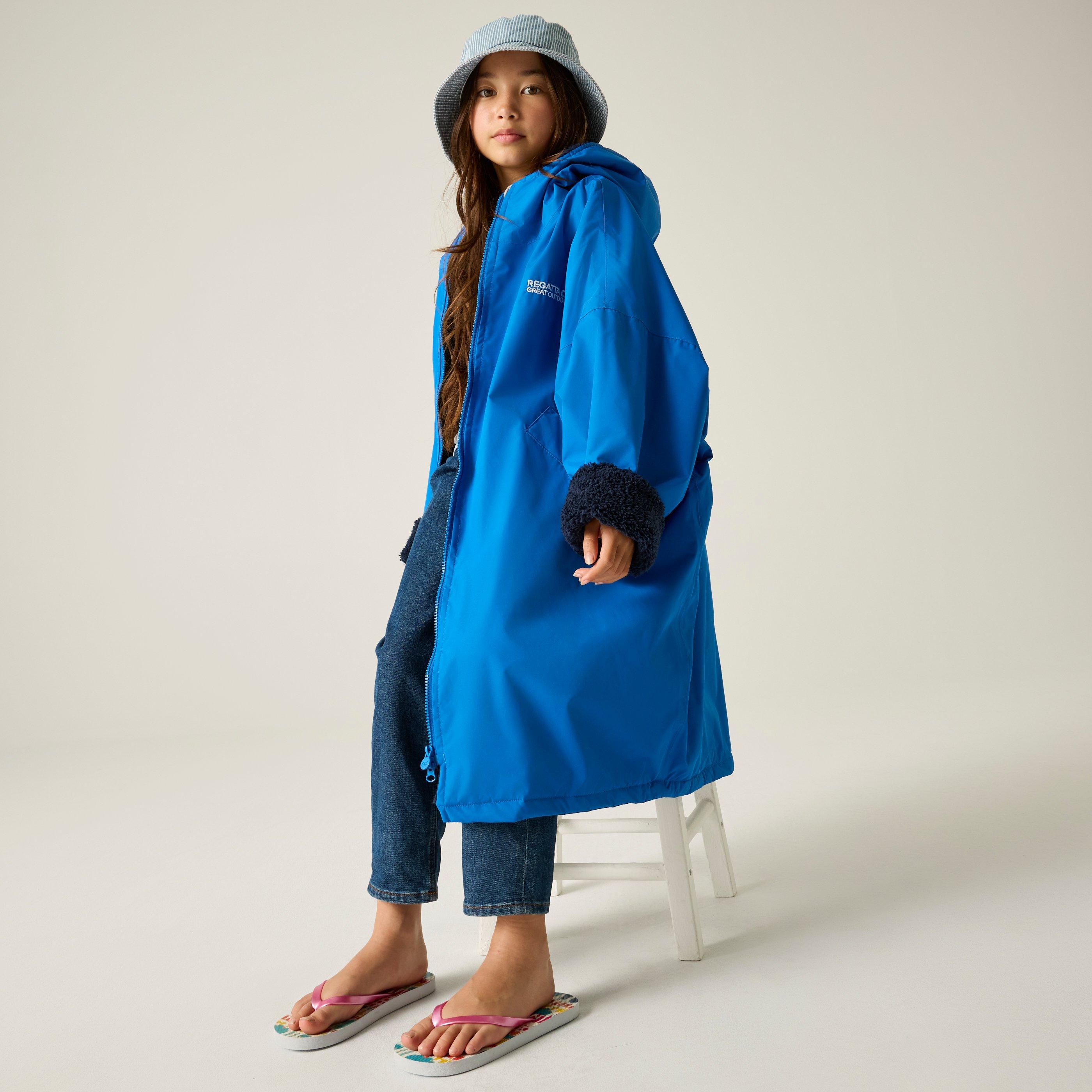 Blue - Regatta - Unisex Kids Fleece Lined Oversized Fit Waterproof Robe - 8