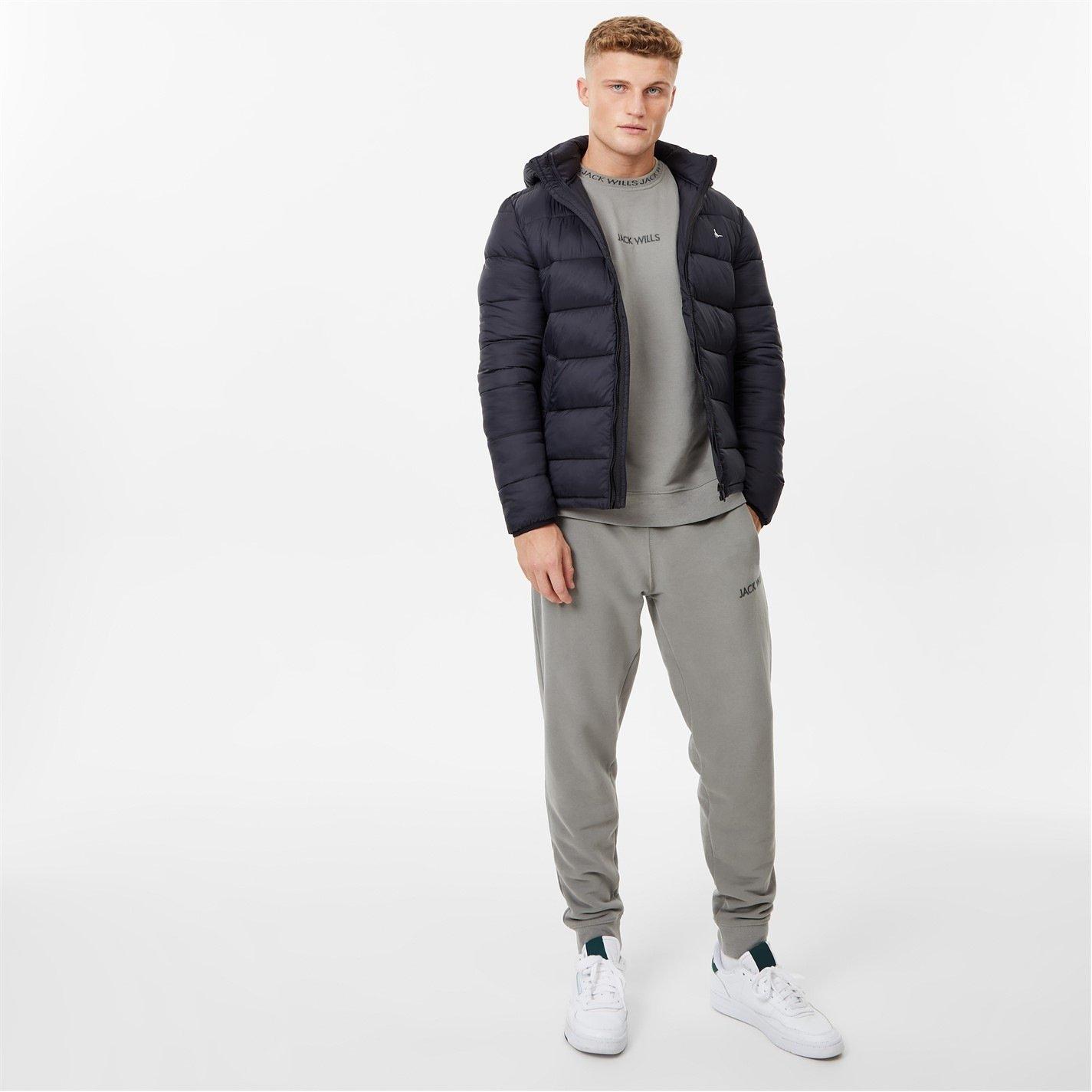 Black - Jack Wills - Kershaw Hooded Puffer Jacket Mens - 6