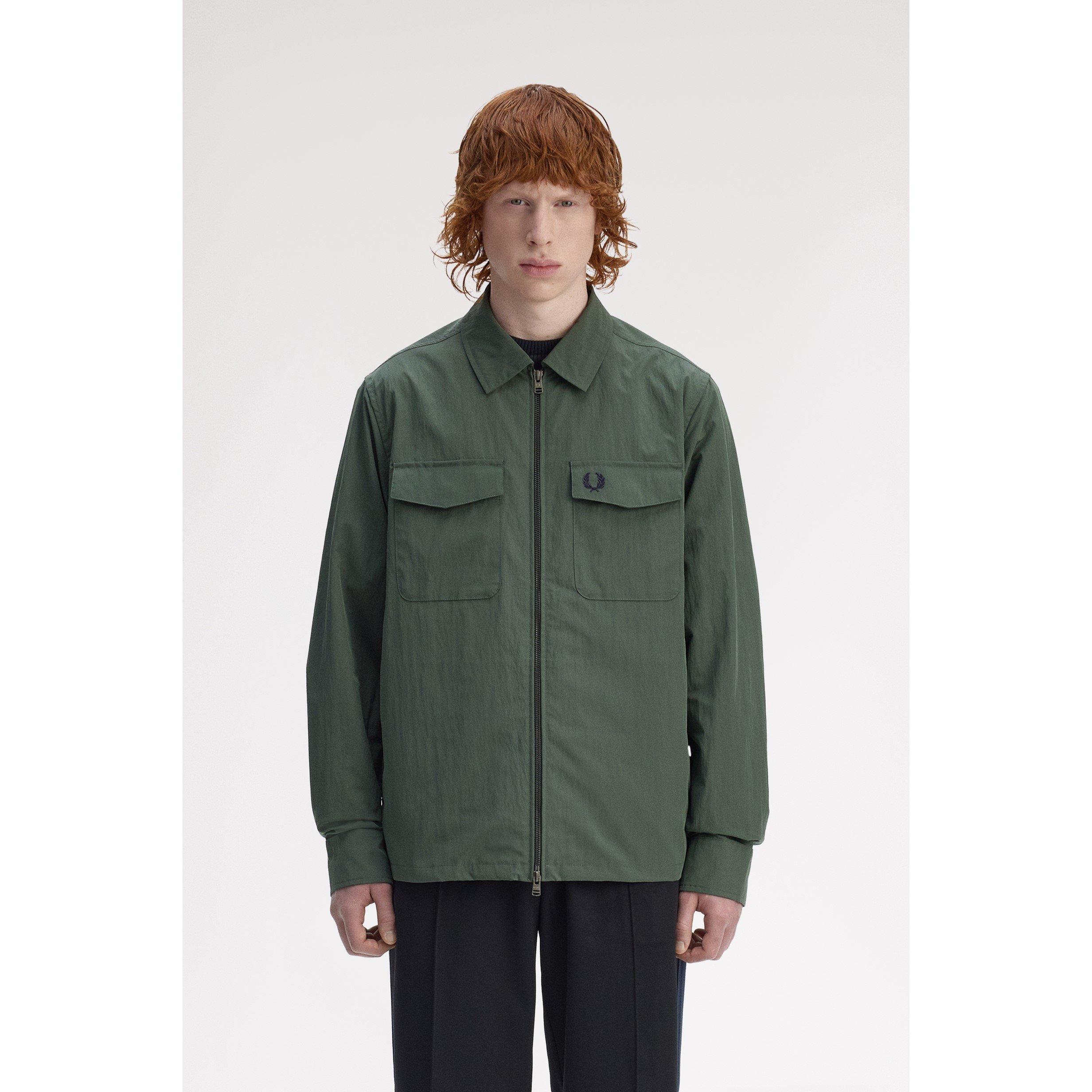 Court Green 36A - Fred Perry - Men's  Long Sleeve Zip Overshirt - 3