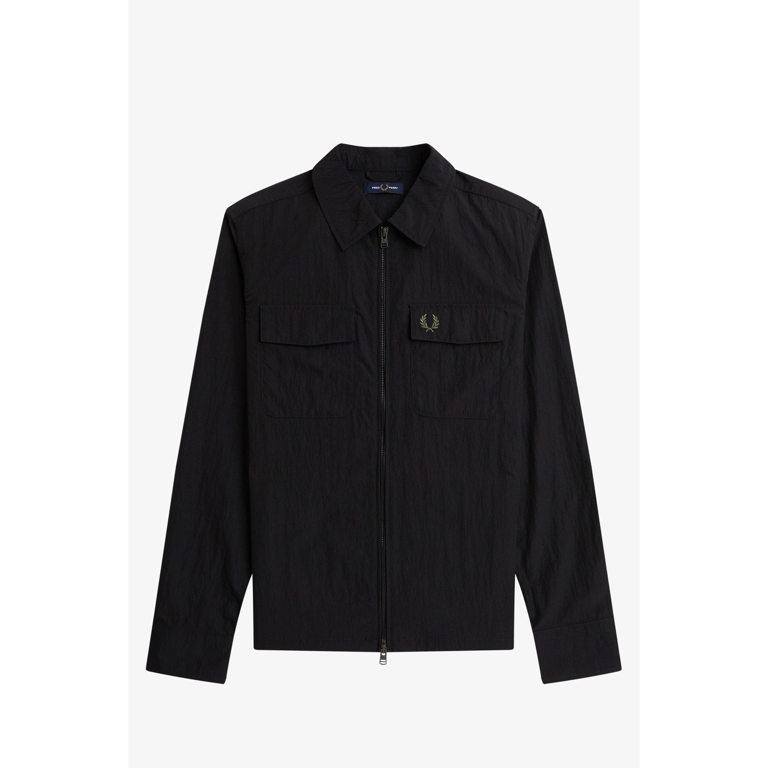 Fred Perry Men's Long Sleeve Zip Overshirt - Black 236 - 2XL