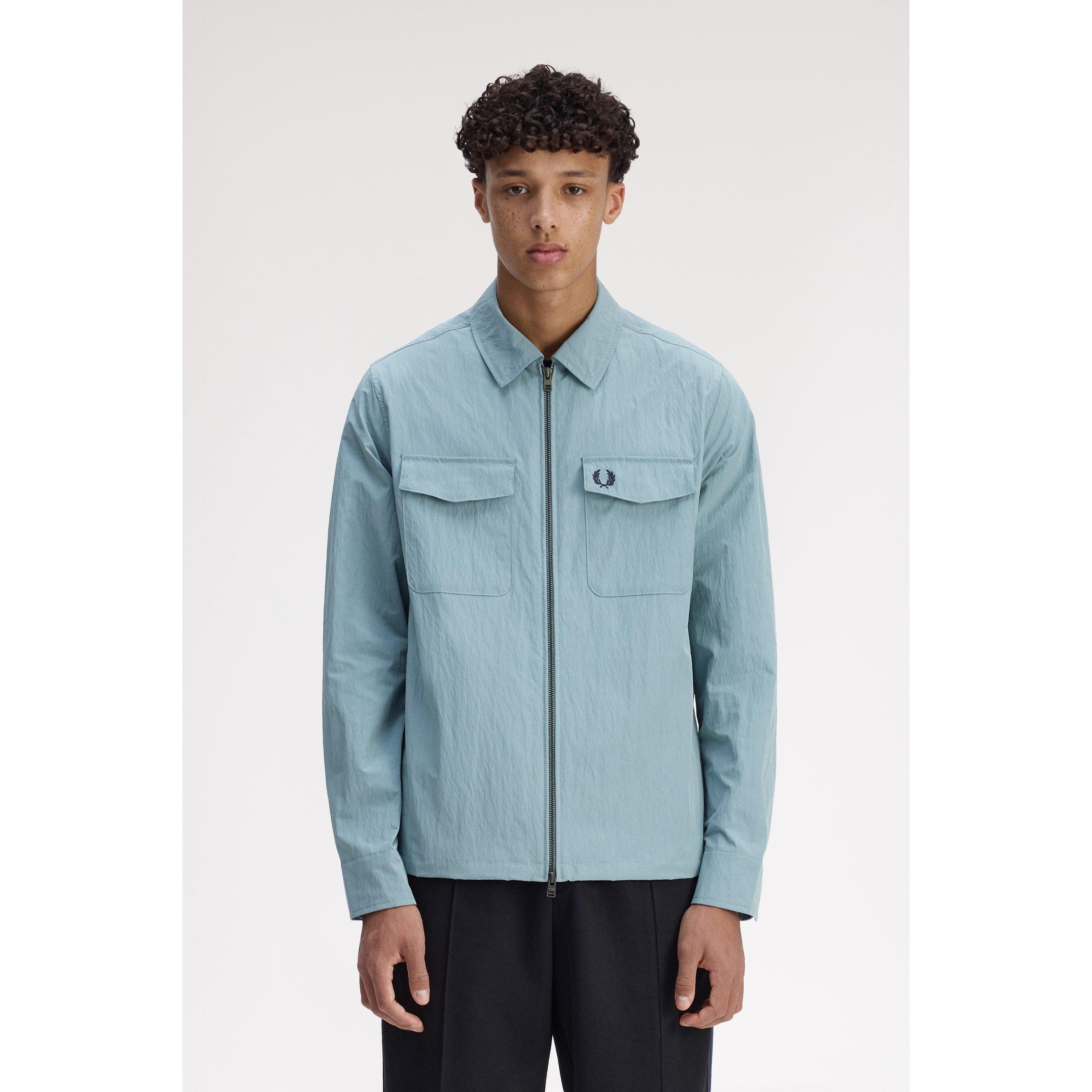 Stock Blue Z20 - Fred Perry - Men's  Long Sleeve Zip Overshirt - 3