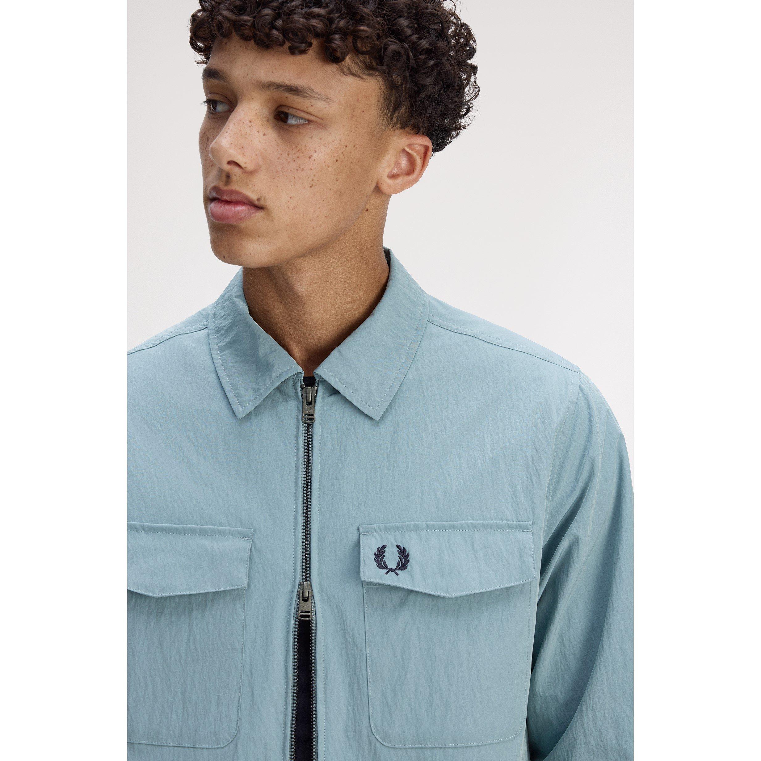 Stock Blue Z20 - Fred Perry - Men's  Long Sleeve Zip Overshirt - 5