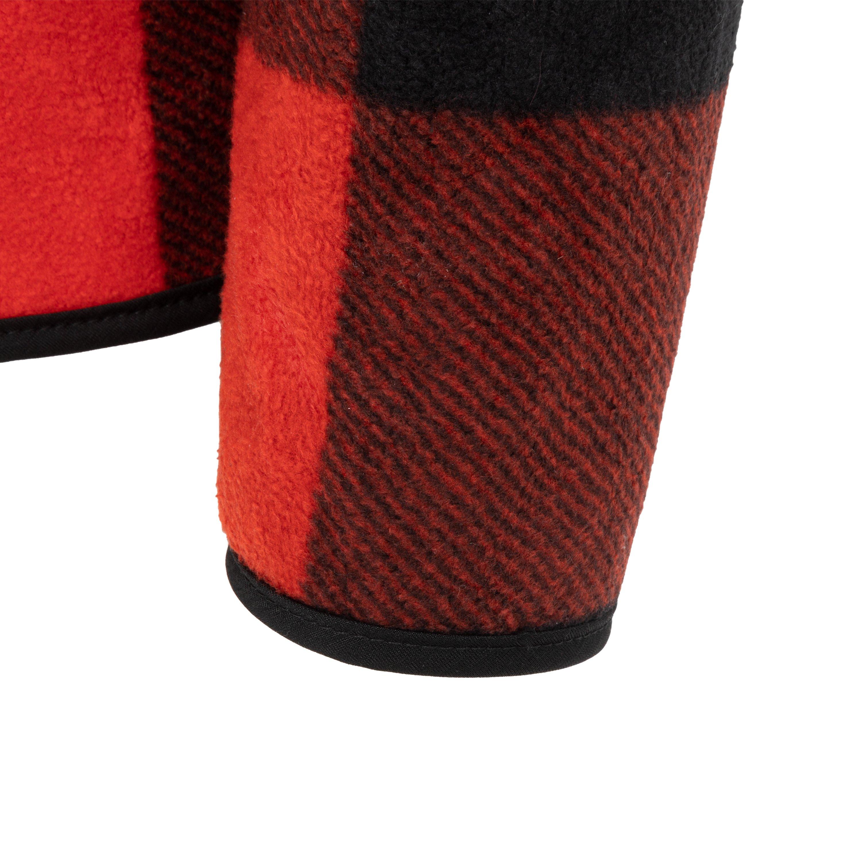 Red - Lee Cooper - Hooded Flannel Sherpa Fleece Long Sleeve Full Zip Overshirt - 4