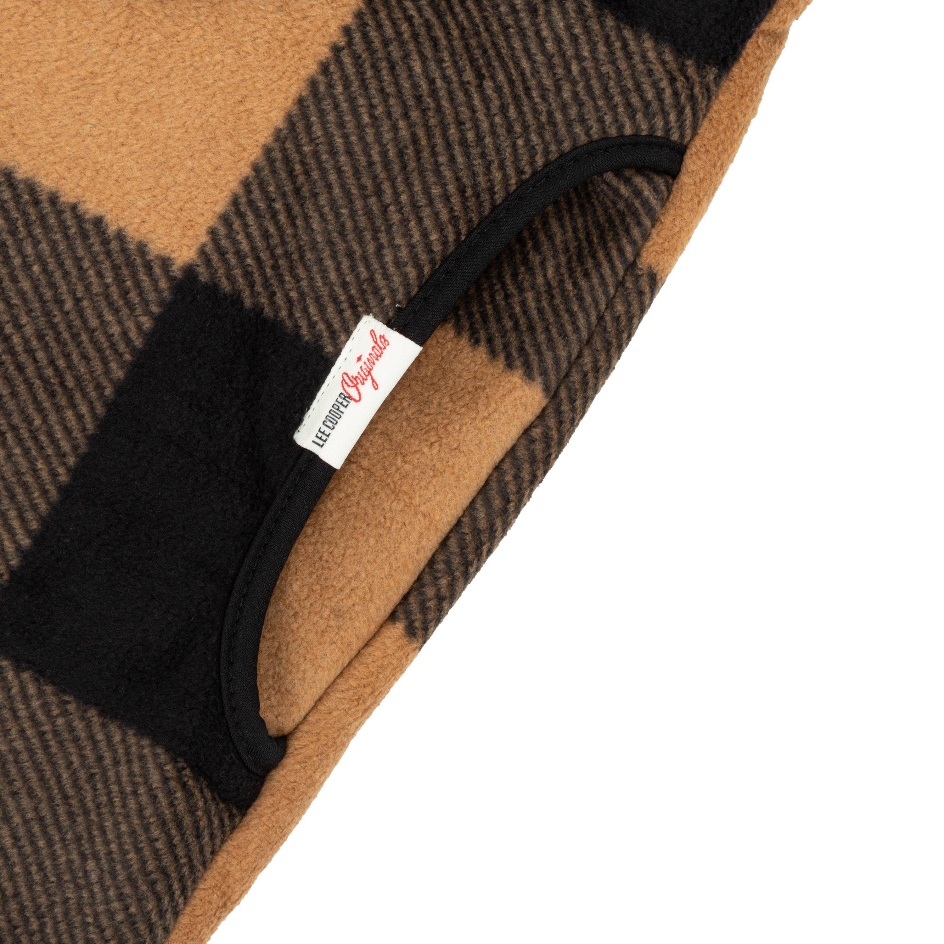 Yellow - Lee Cooper - Men's Hooded Flannel Sherpa Fleece Long Sleeve Full Zip Overshirt - 5