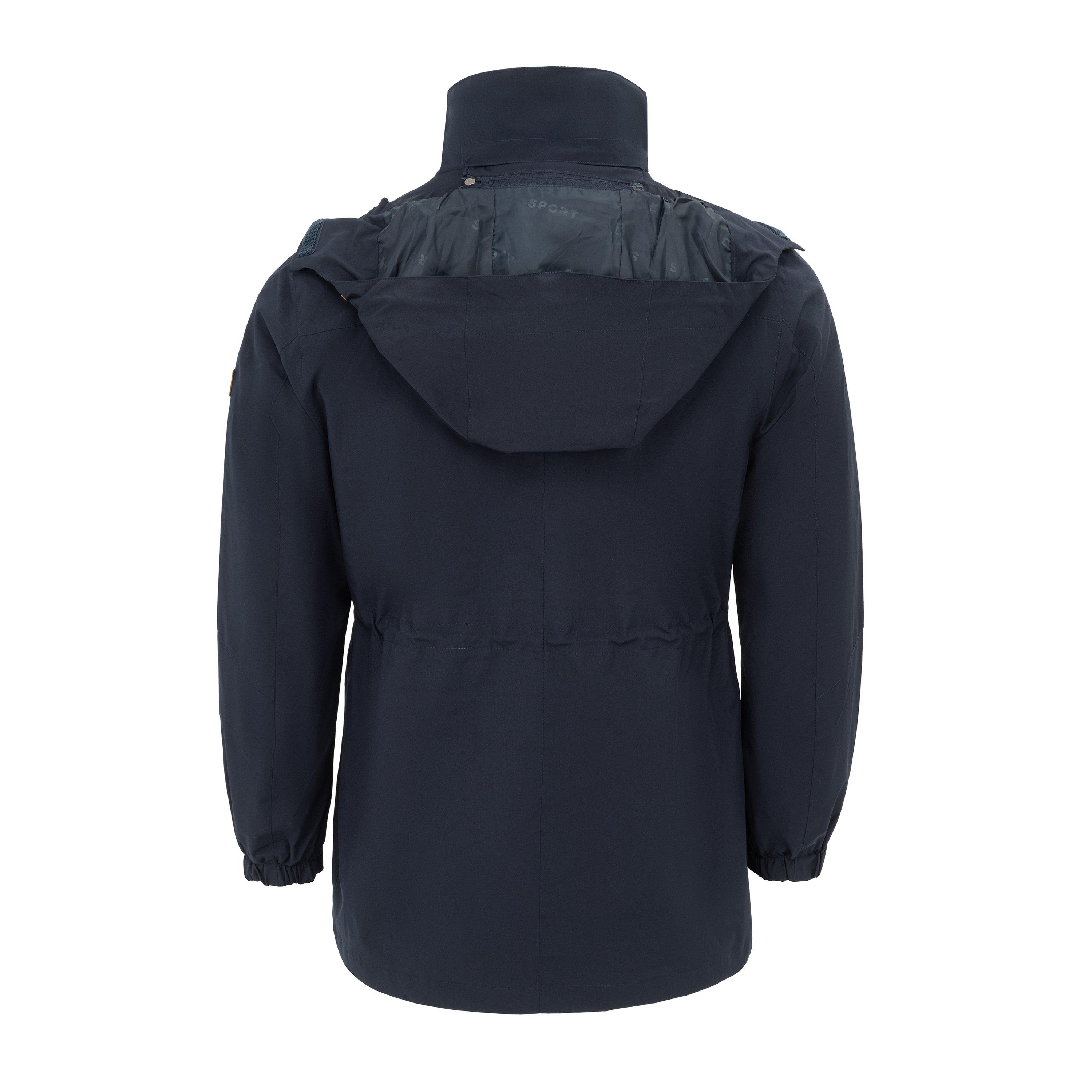 Navy - Gelert - Wind Resistant Fleece Lined Detachable Hood Long Sleeve Full Zip Hoodie - 2