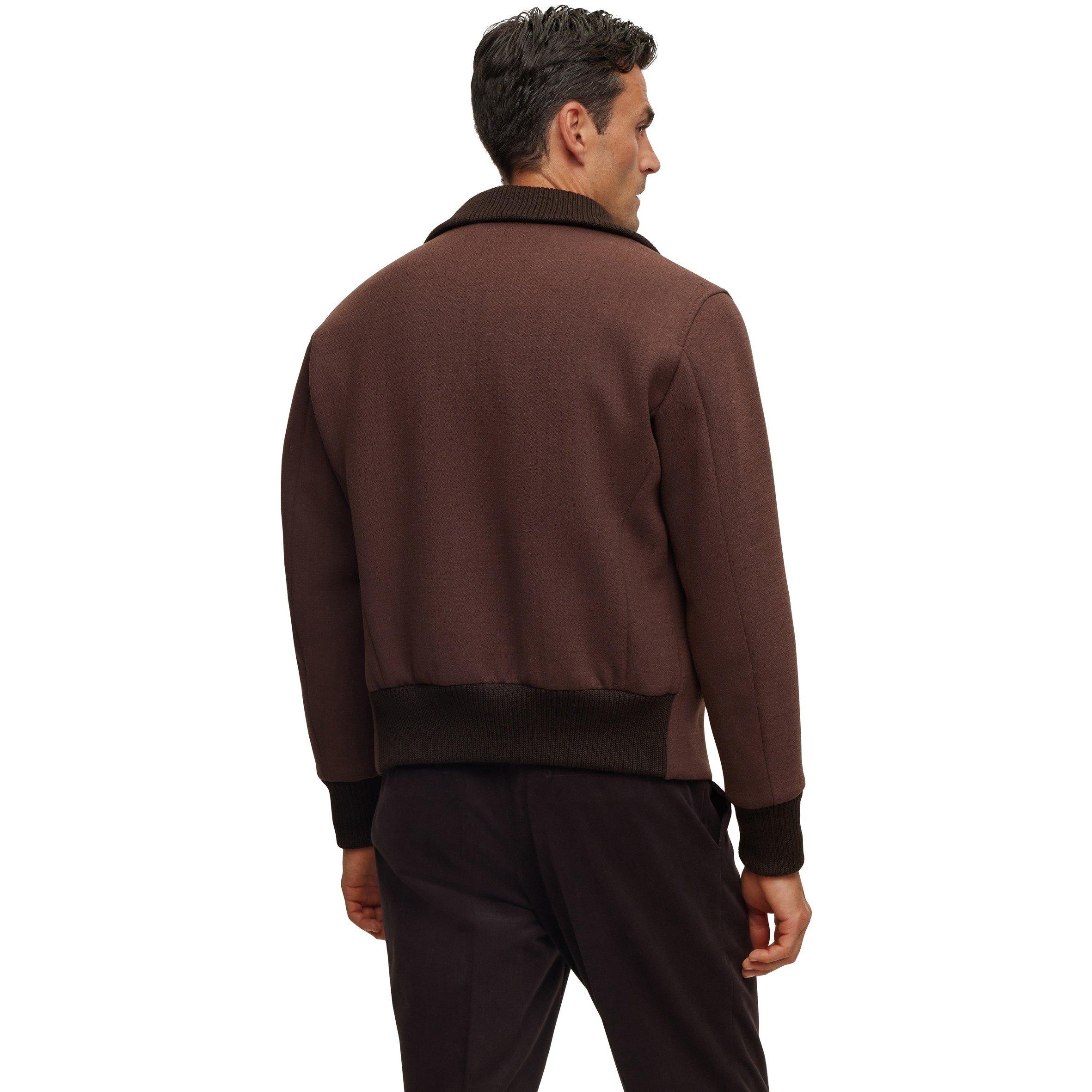 Brown - Boss - Men's Calim Ribbed Trim Bomber Jacket - 2