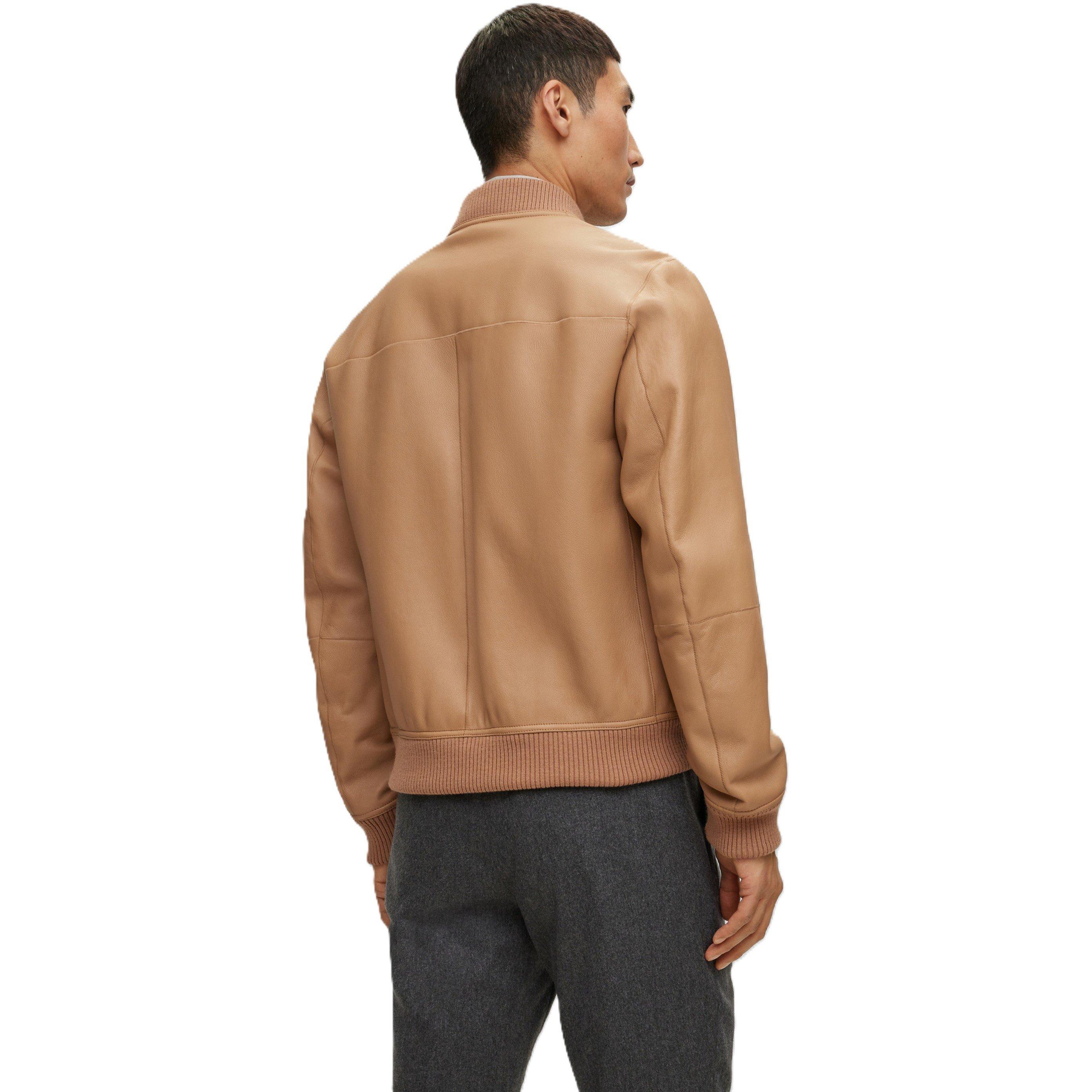 Beige - Boss - Men's L Mersib Leather Jacket - 2