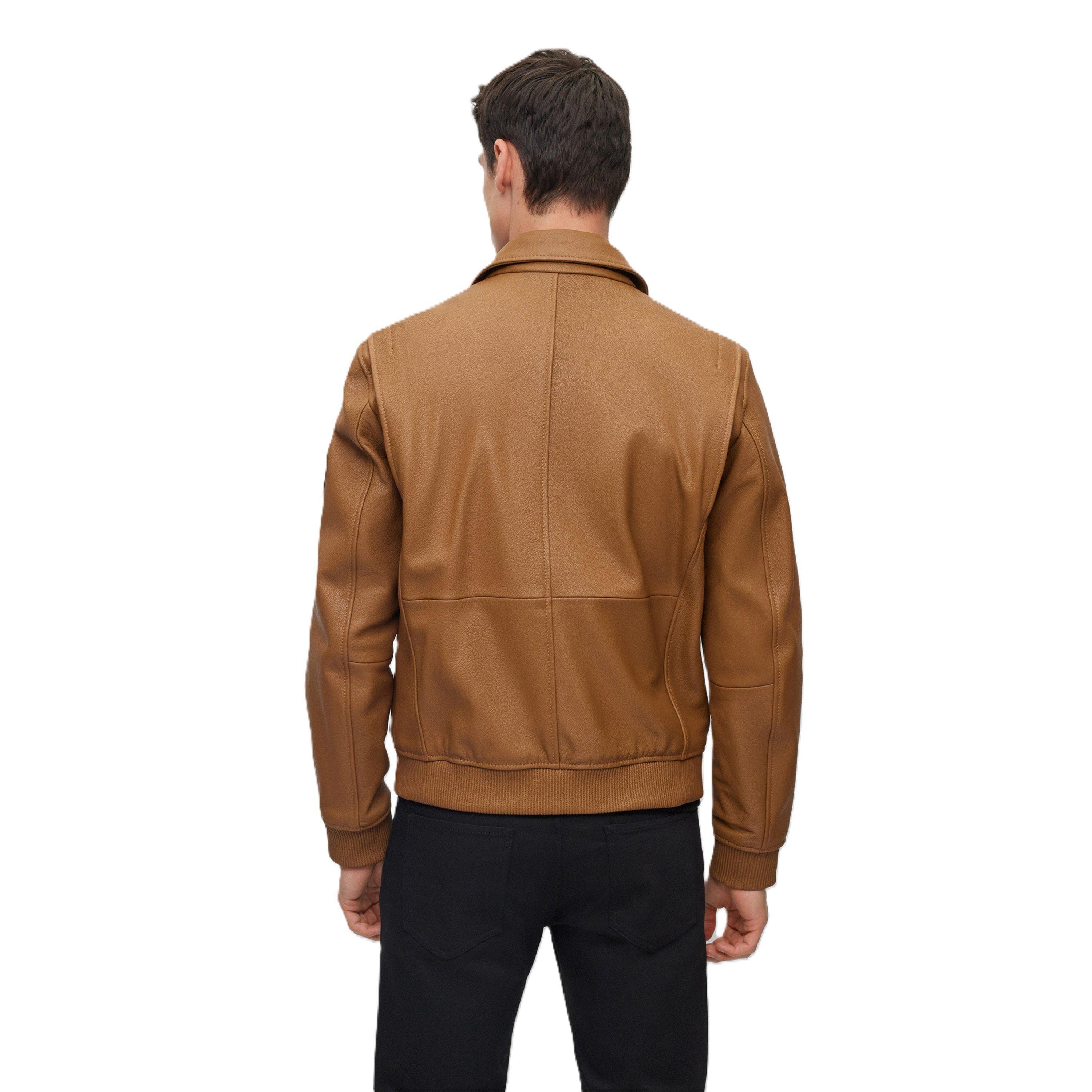 Brown - Boss - Men's Mylen Ps Leather Jacket - 2