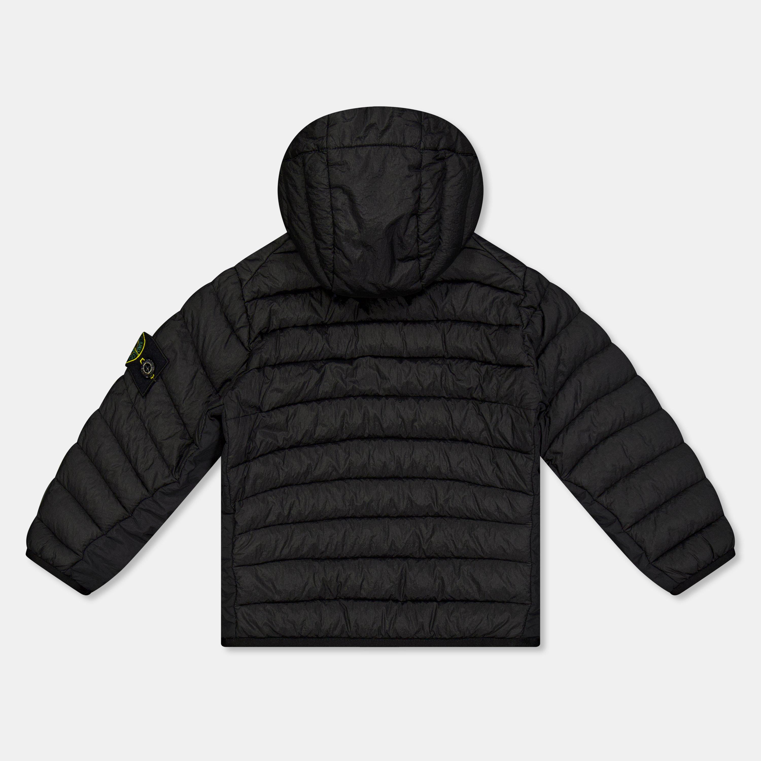Black V0029 - Stone Island - Kids' Loom Duck Down Hooded Short Puffer Jacket - 2