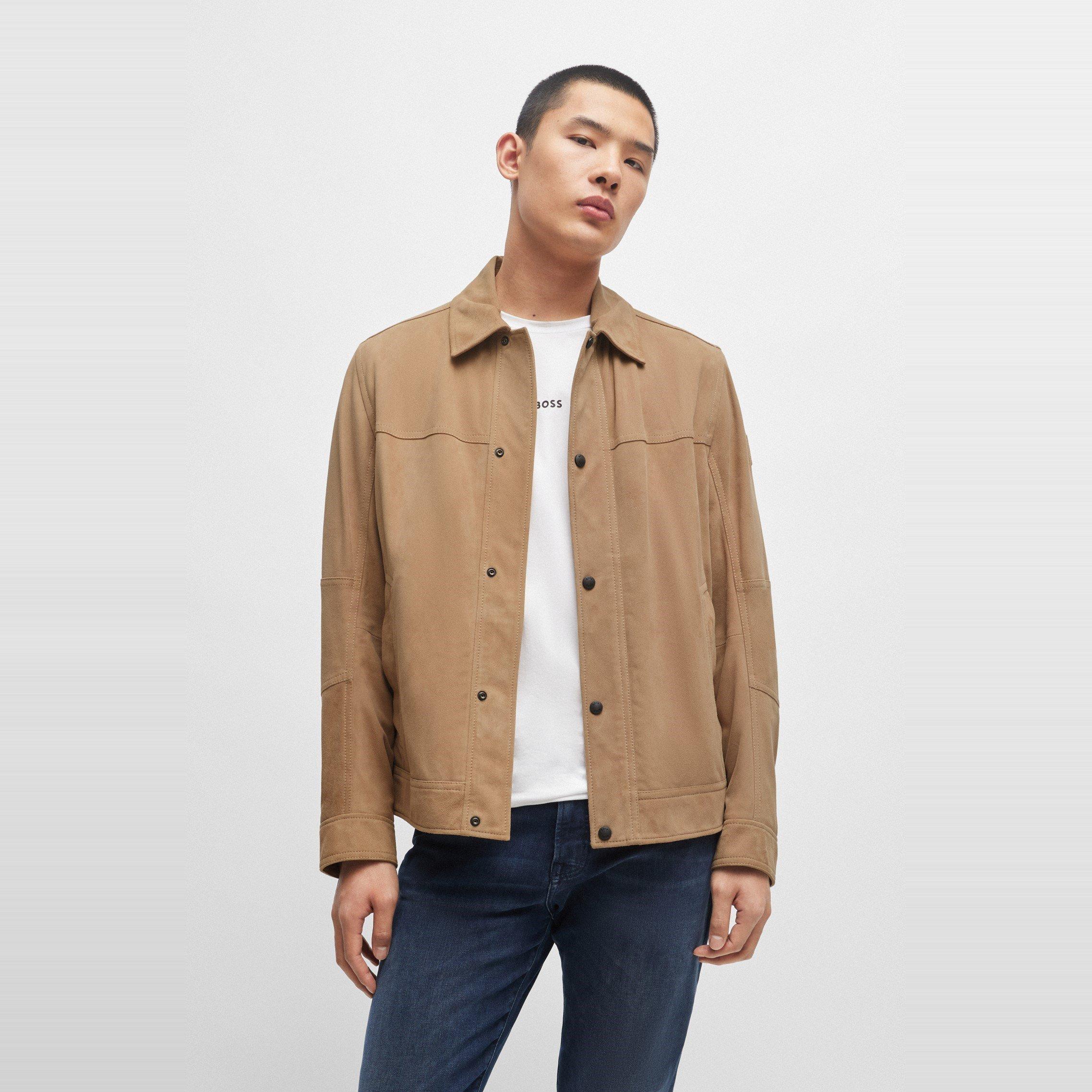 Open Brown - Boss - Men's Jomister Leather Jacket - 2