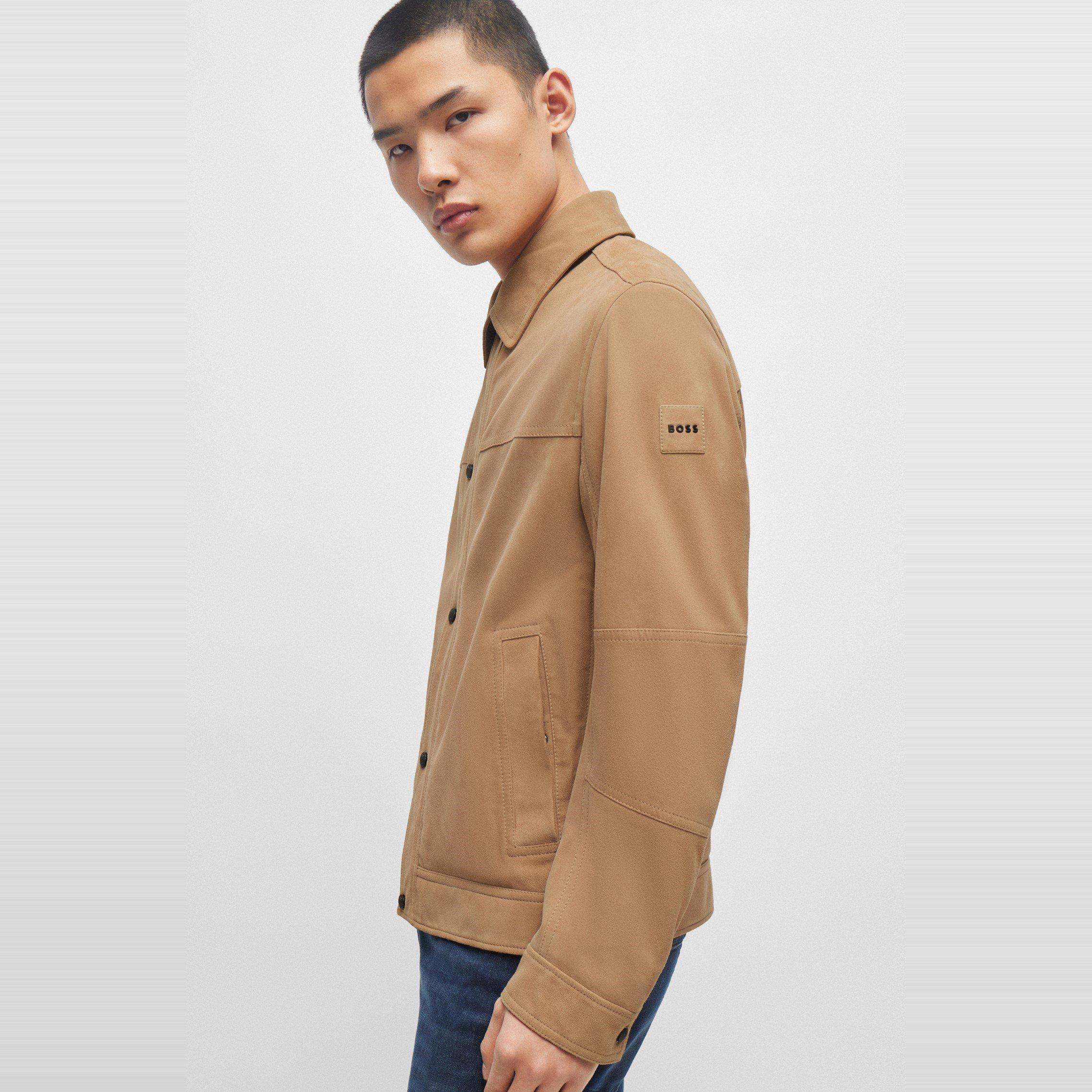 Open Brown - Boss - Men's Jomister Leather Jacket - 4