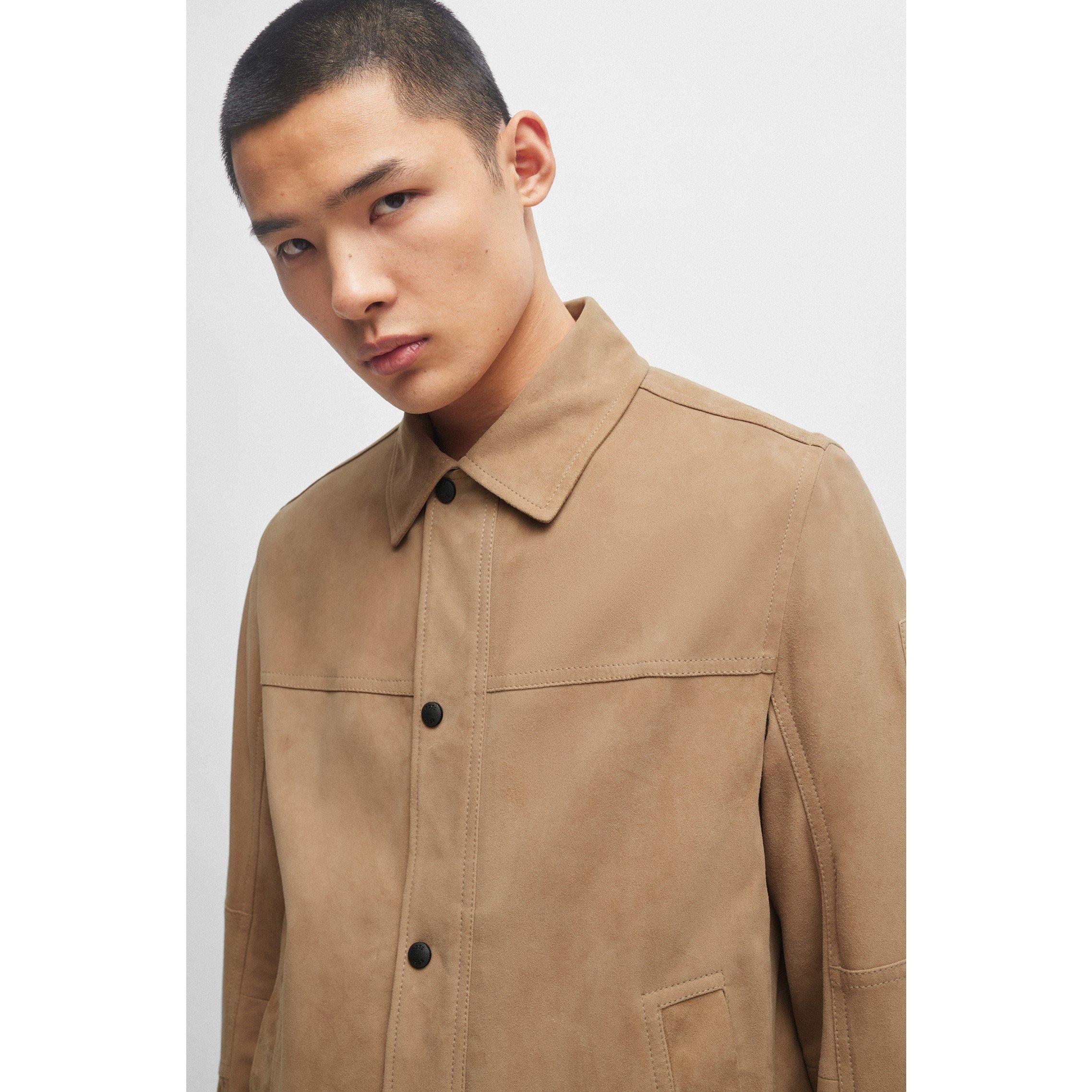 Open Brown - Boss - Men's Jomister Leather Jacket - 5