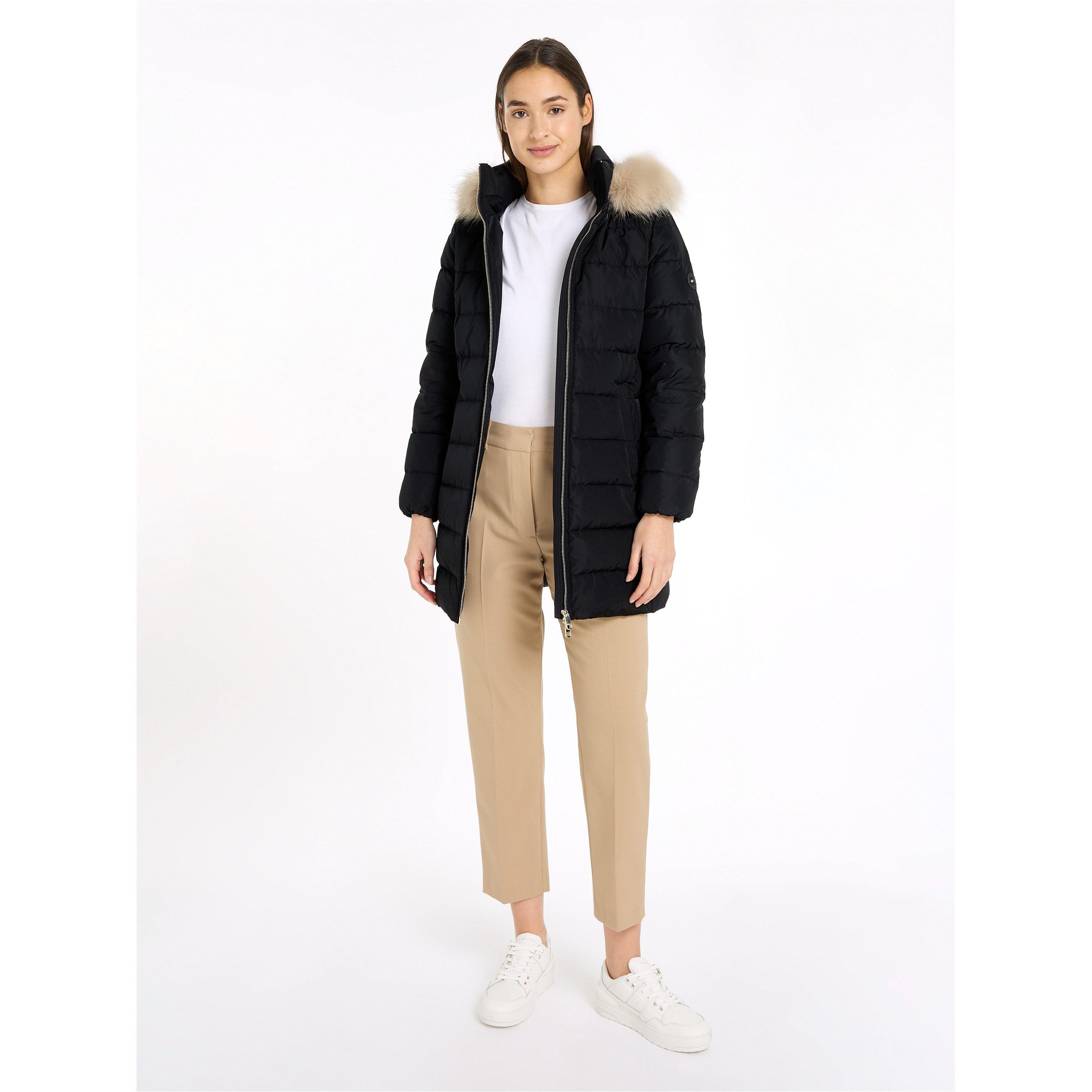 Tommy Hilfiger Women's Tyra Water Resistant Duck Down Thigh Length Short Puffer Jacket - Black - 6 (2XS)