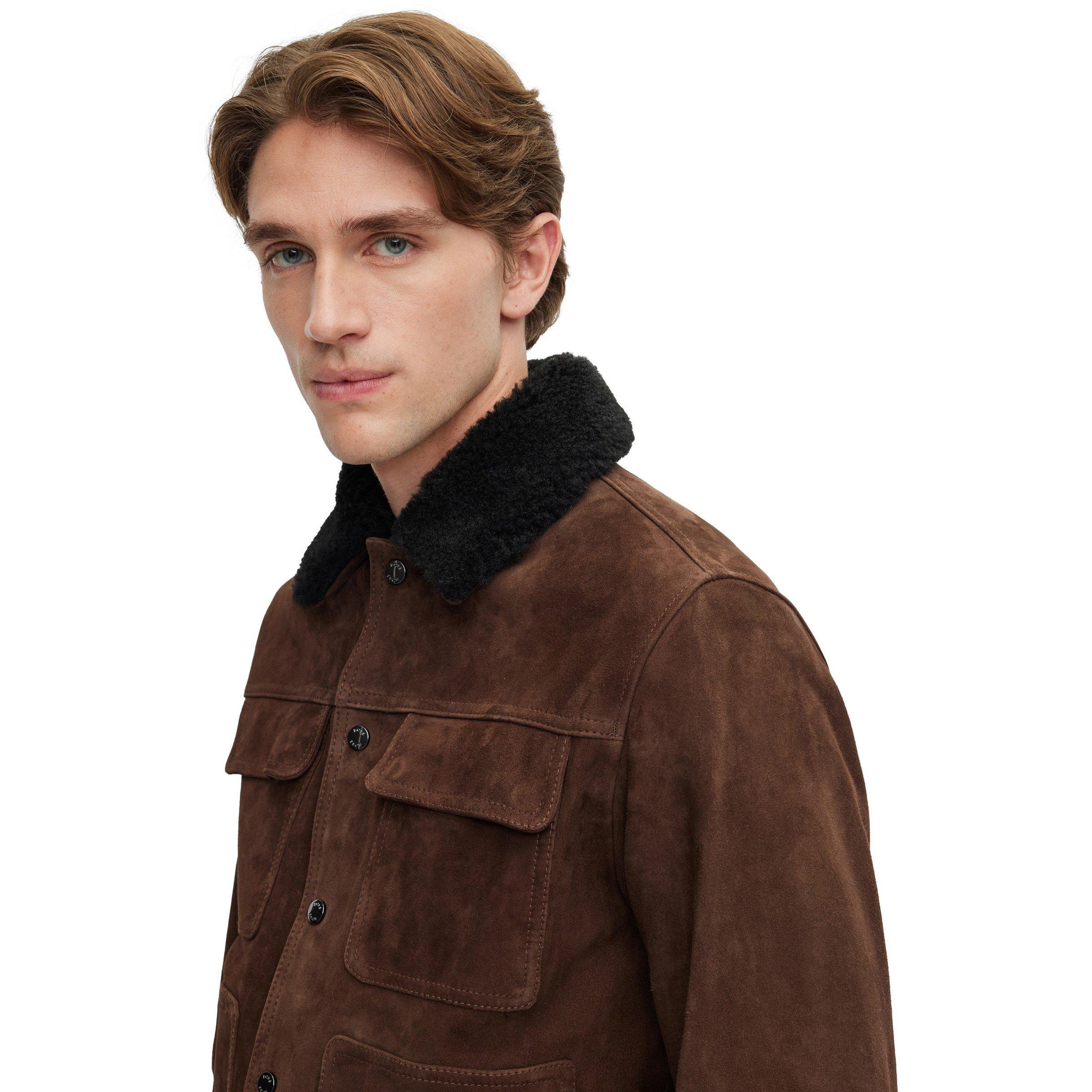 Dark Brown - Boss - Men's Mahdi Shearling Jacket - 4