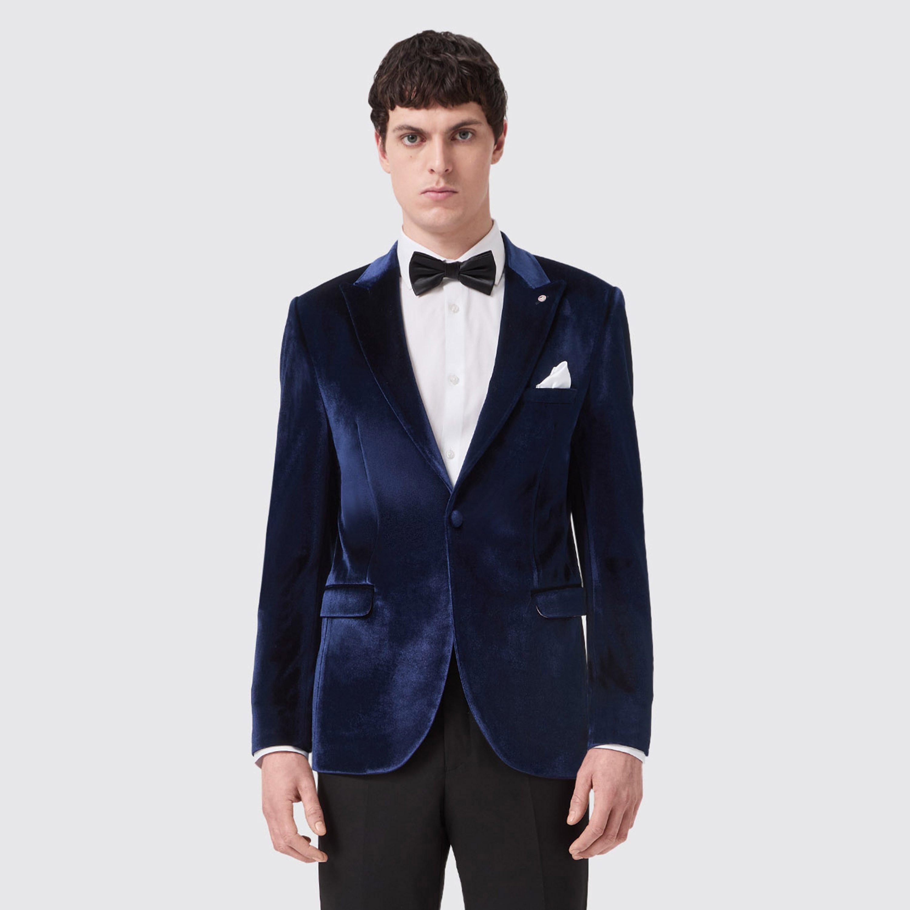 Navy Velvet - Twisted Tailor - Men's Bloomfield Velvet Slim Fit Blazer - 1