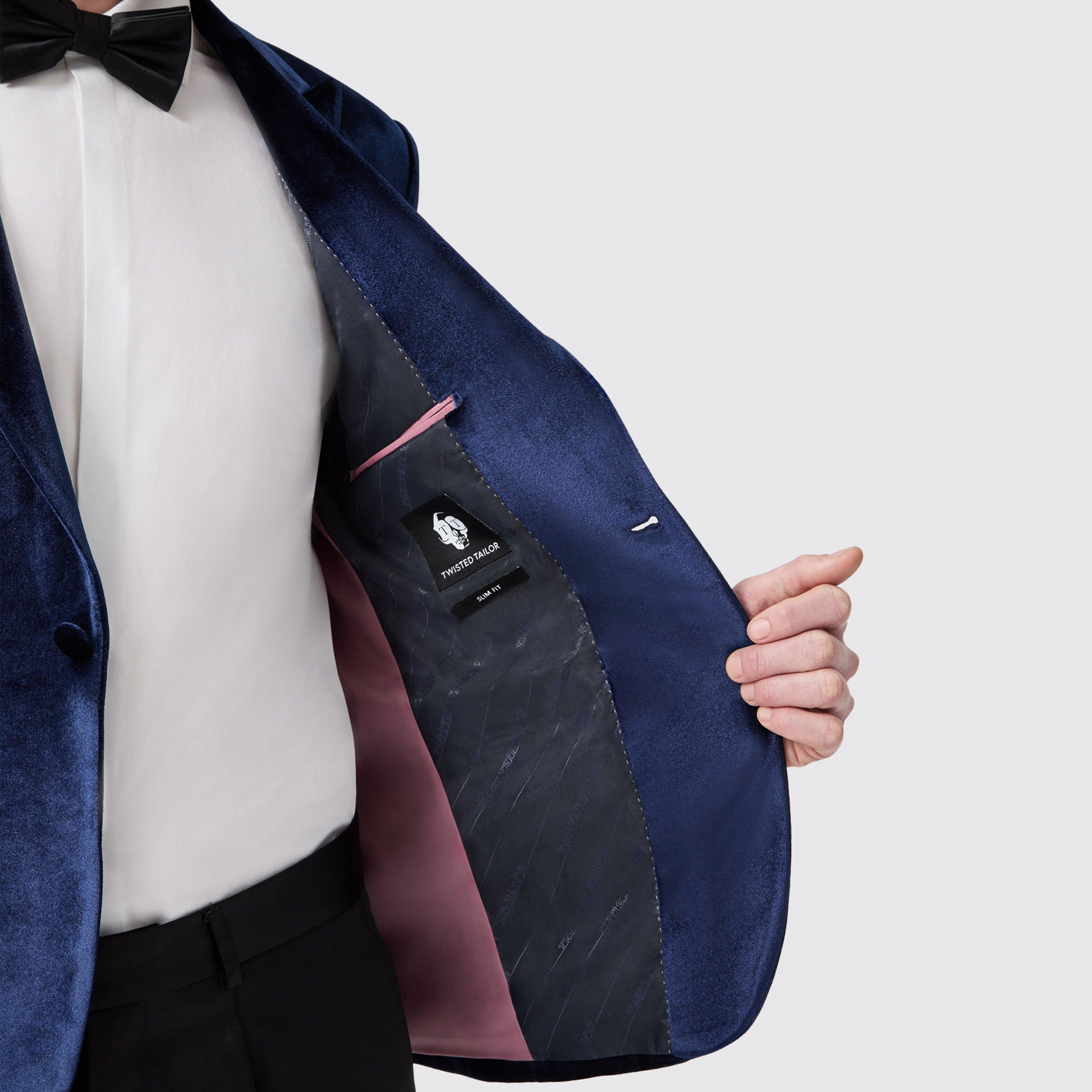 Navy Velvet - Twisted Tailor - Men's Bloomfield Velvet Slim Fit Blazer - 3