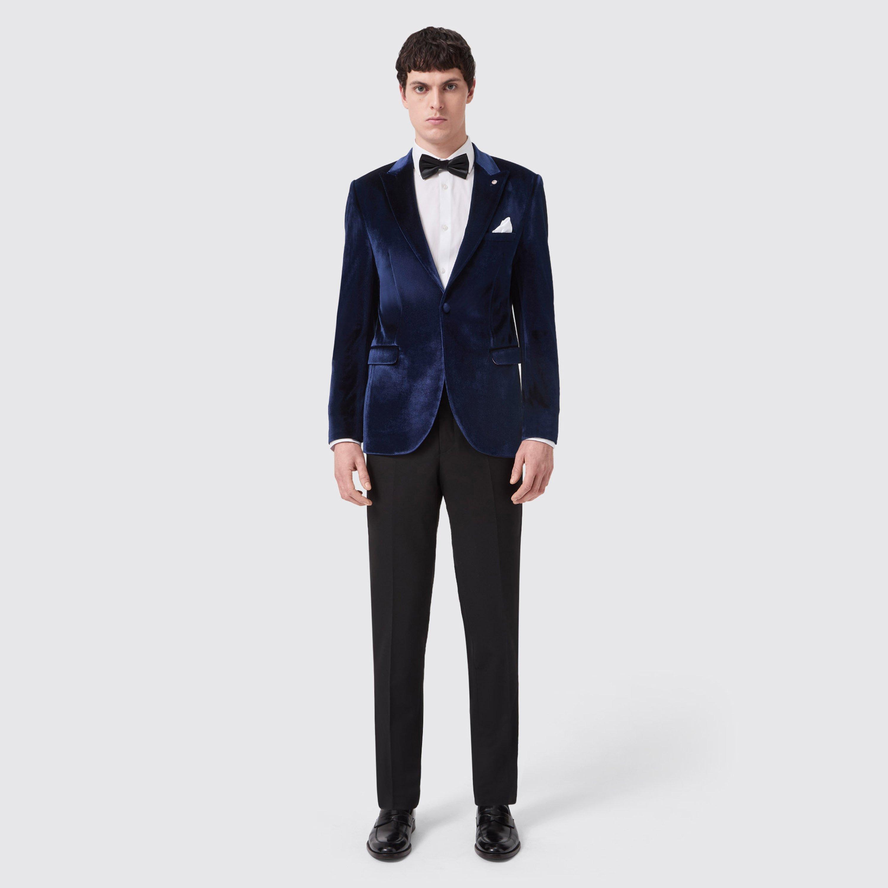 Navy Velvet - Twisted Tailor - Men's Bloomfield Velvet Slim Fit Blazer - 5