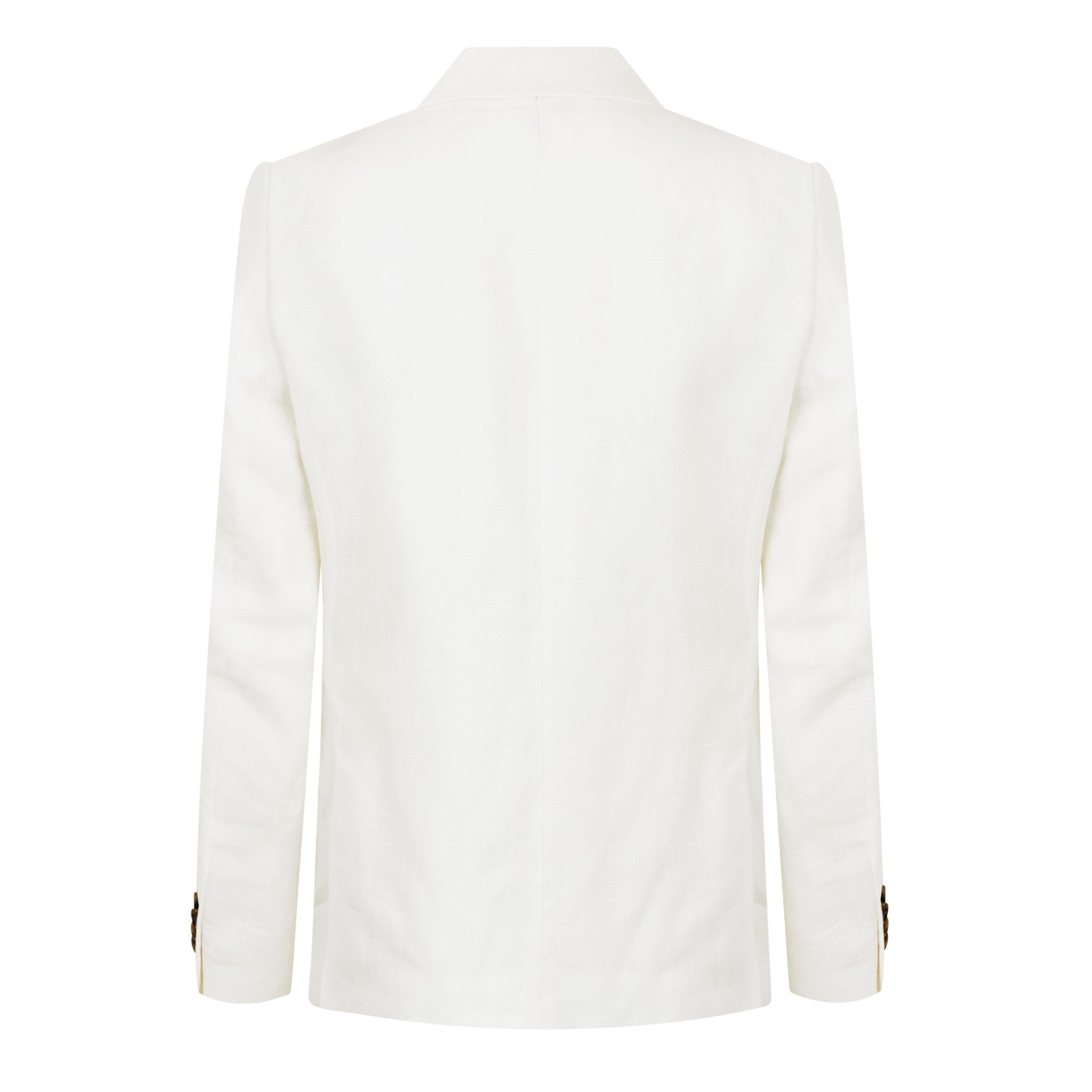 White Linen - Without Prejudice - Men's Frith Linen Long Sleeve Double Breasted Slim Fit Blazer - 9