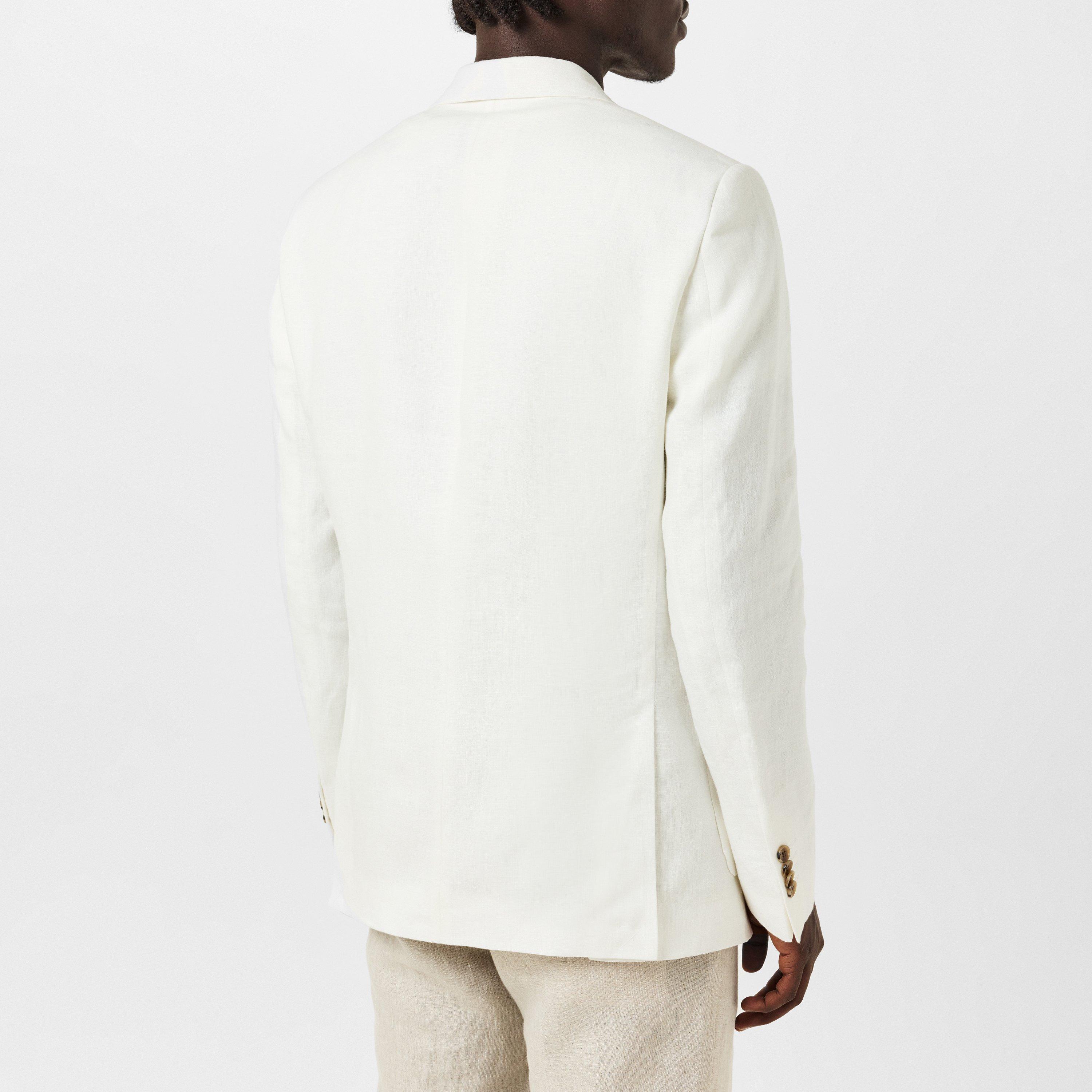 White Linen - Without Prejudice - Men's Frith Linen Long Sleeve Double Breasted Slim Fit Blazer - 3