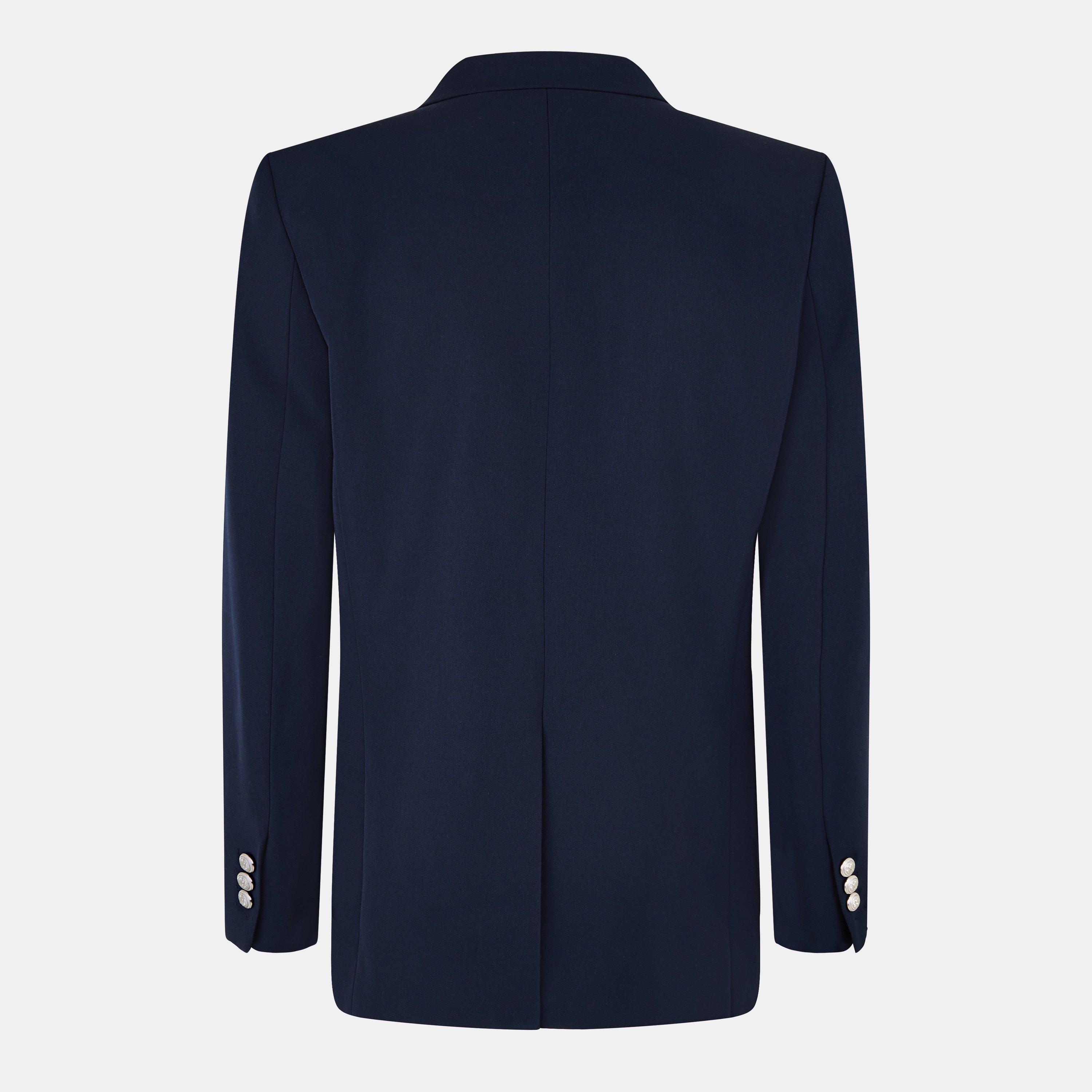 Navy - Balmain - Men's Button Military-Inspired Gold-Tone Blazer - 2