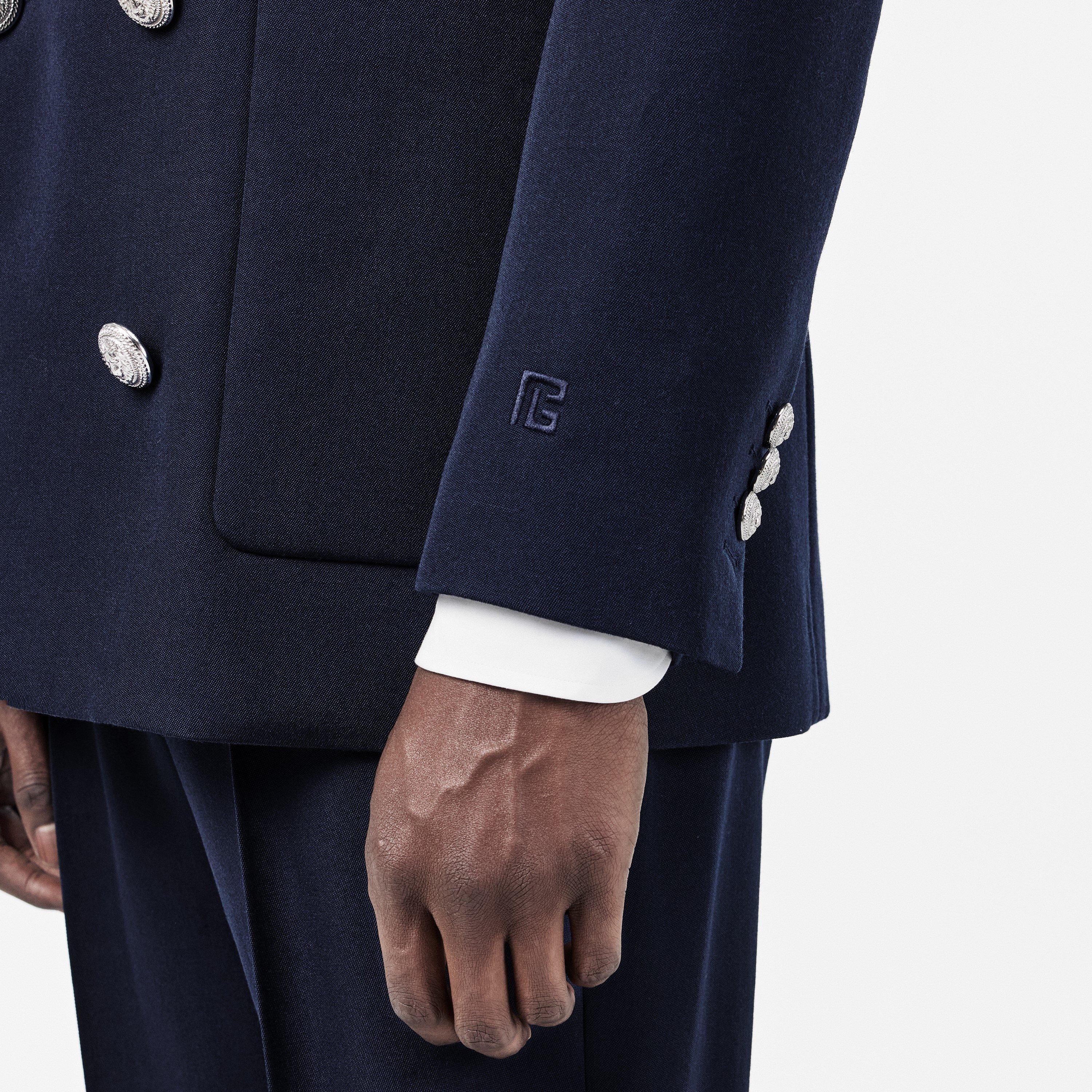 Navy - Balmain - Men's Button Military-Inspired Gold-Tone Blazer - 5